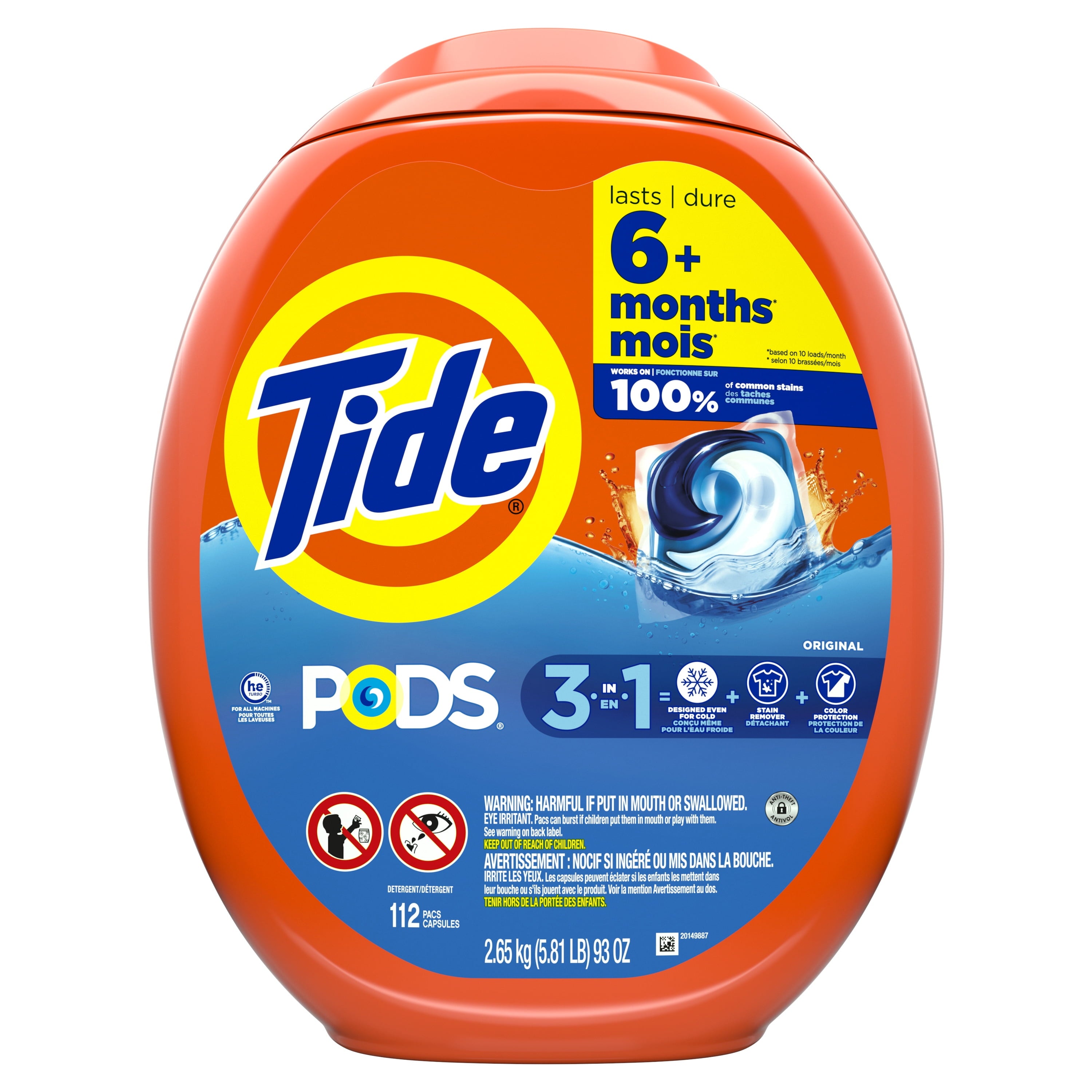 Tide PODS Liquid Laundry Detergent Pacs, Original Scent, 112 Count