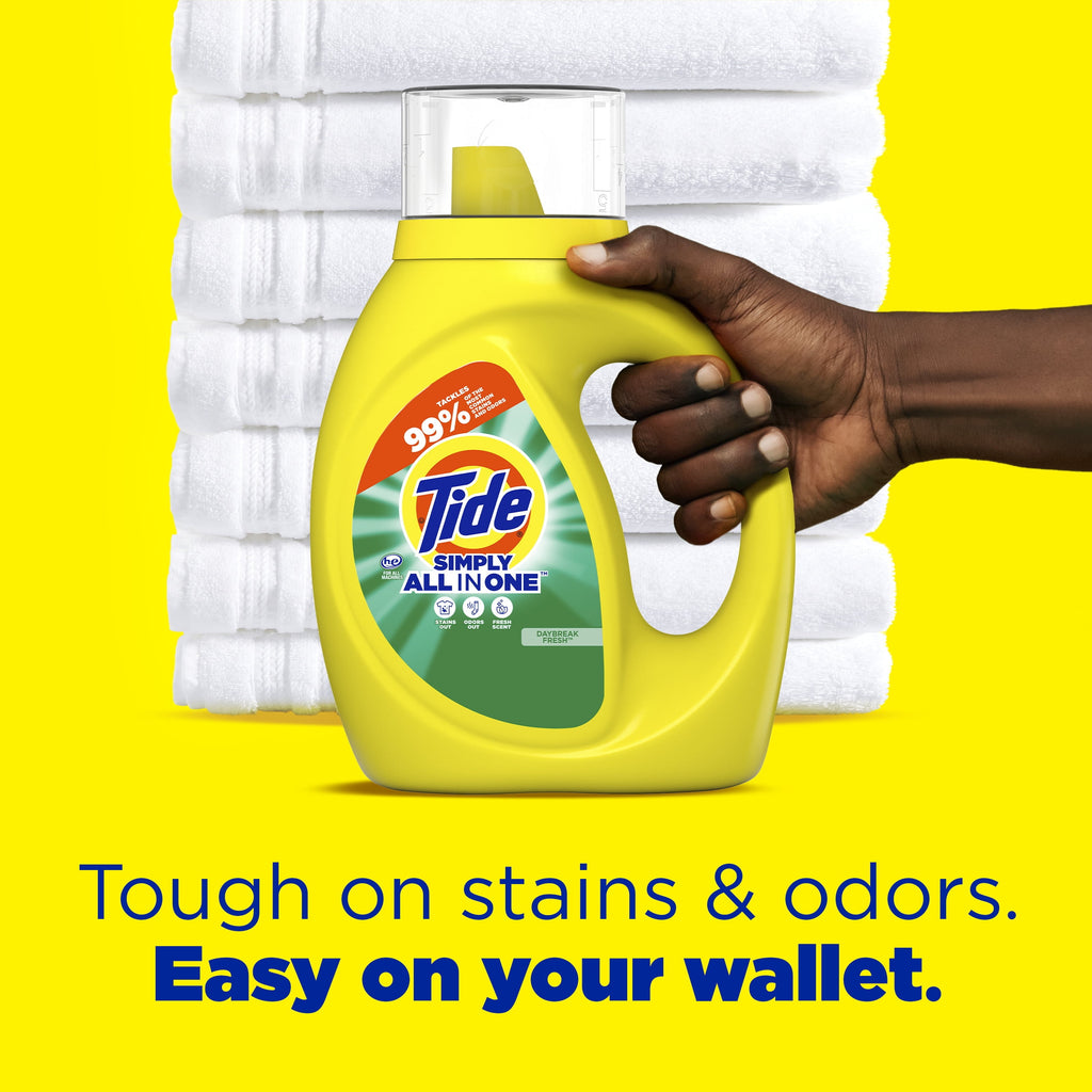Tide Simply Liquid Laundry Detergent, All-In-One, Daybreak Fresh Scent, 173 fl oz, 138 Loads