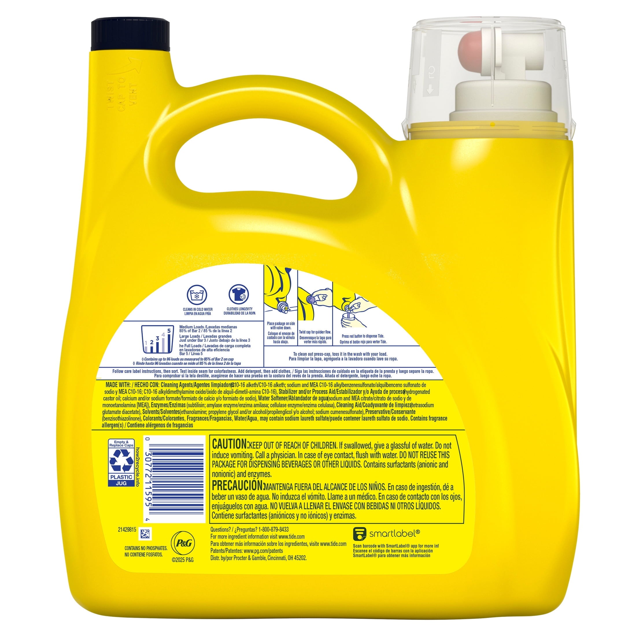 Tide Simply Laundry Detergent Liquid, Oxi Boost + Febreze Odor Defense, Sunny Breeze Scent, 129 fl oz, 96 Loads