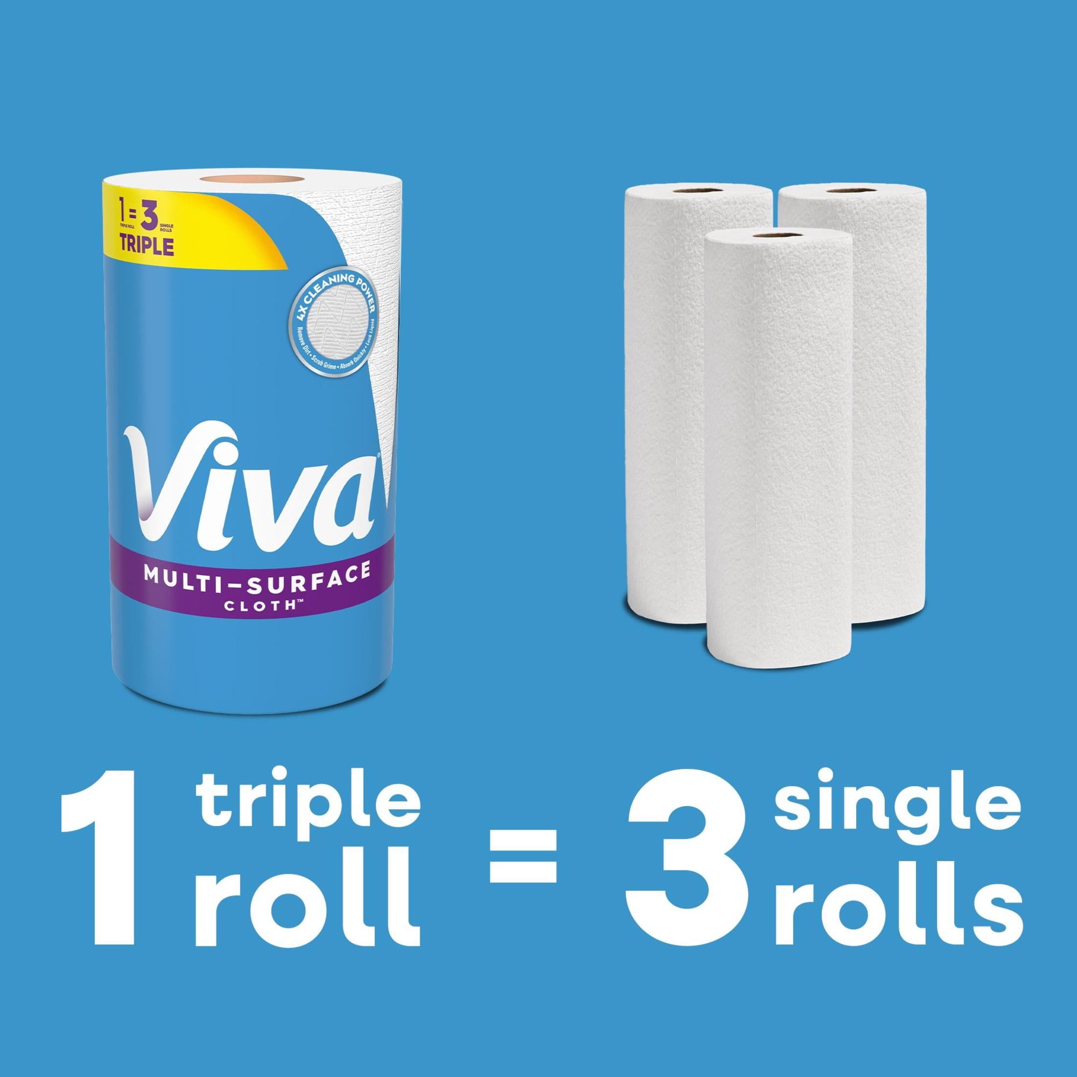 Viva Multi-Surface Cloth Paper Towels, 6 Triple Rolls, 165 Sheets per Roll