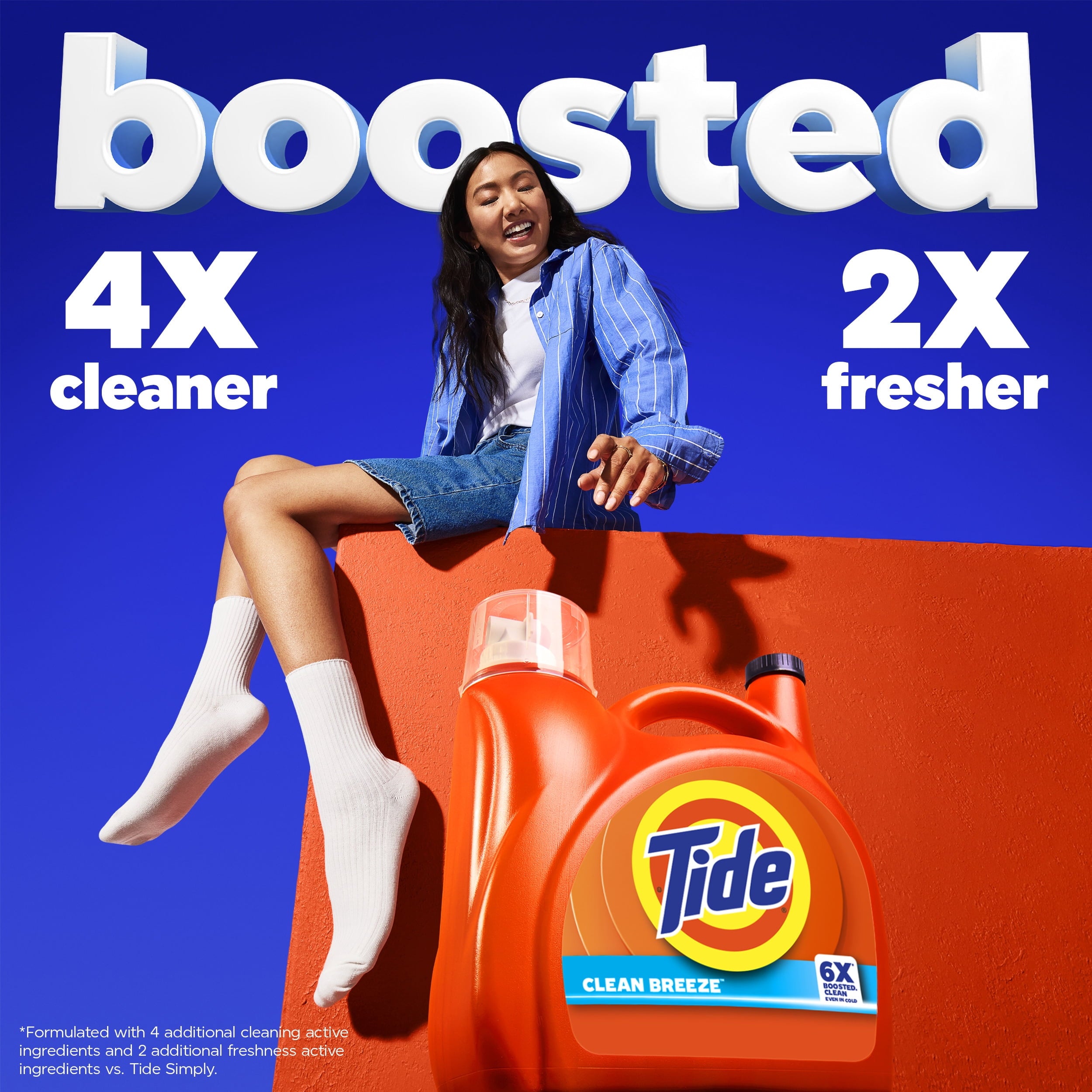 Tide Laundry Detergent Liquid, Clean Breeze Scent, 64 Loads, 80 fl oz, Works on 100% of Common Stains