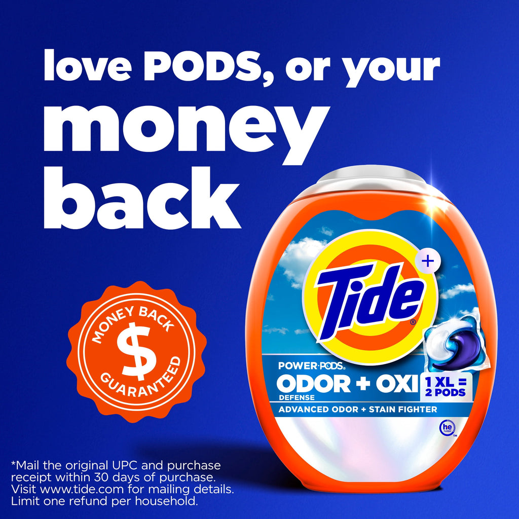 Tide Power PODS Laundry Detergent Soap Pacs with Odor Defense + Oxi, Original Scent, 57 Count