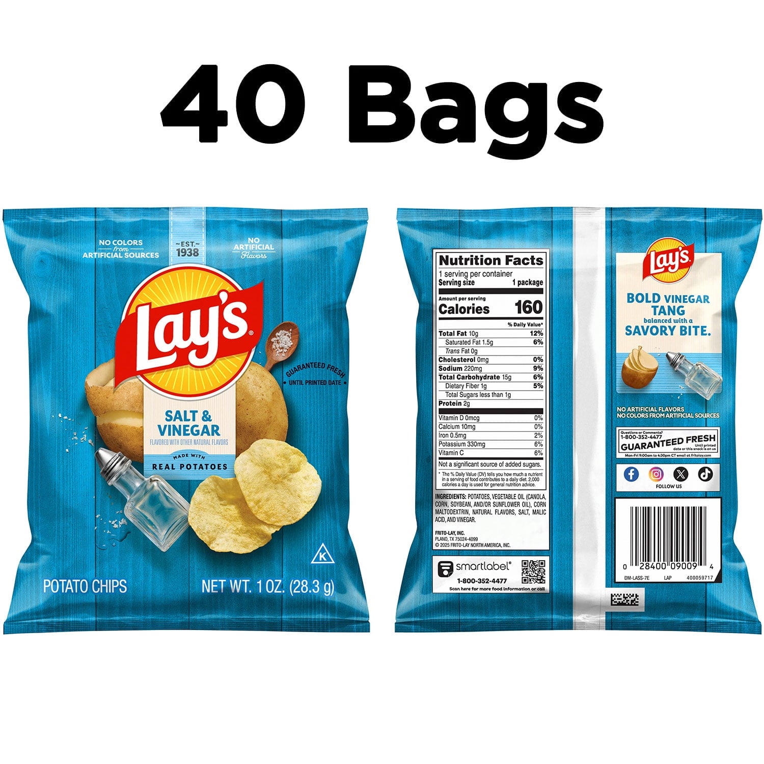 Lay's Potato Chip Variety Pack Snack Chips, 40 Count Multipack