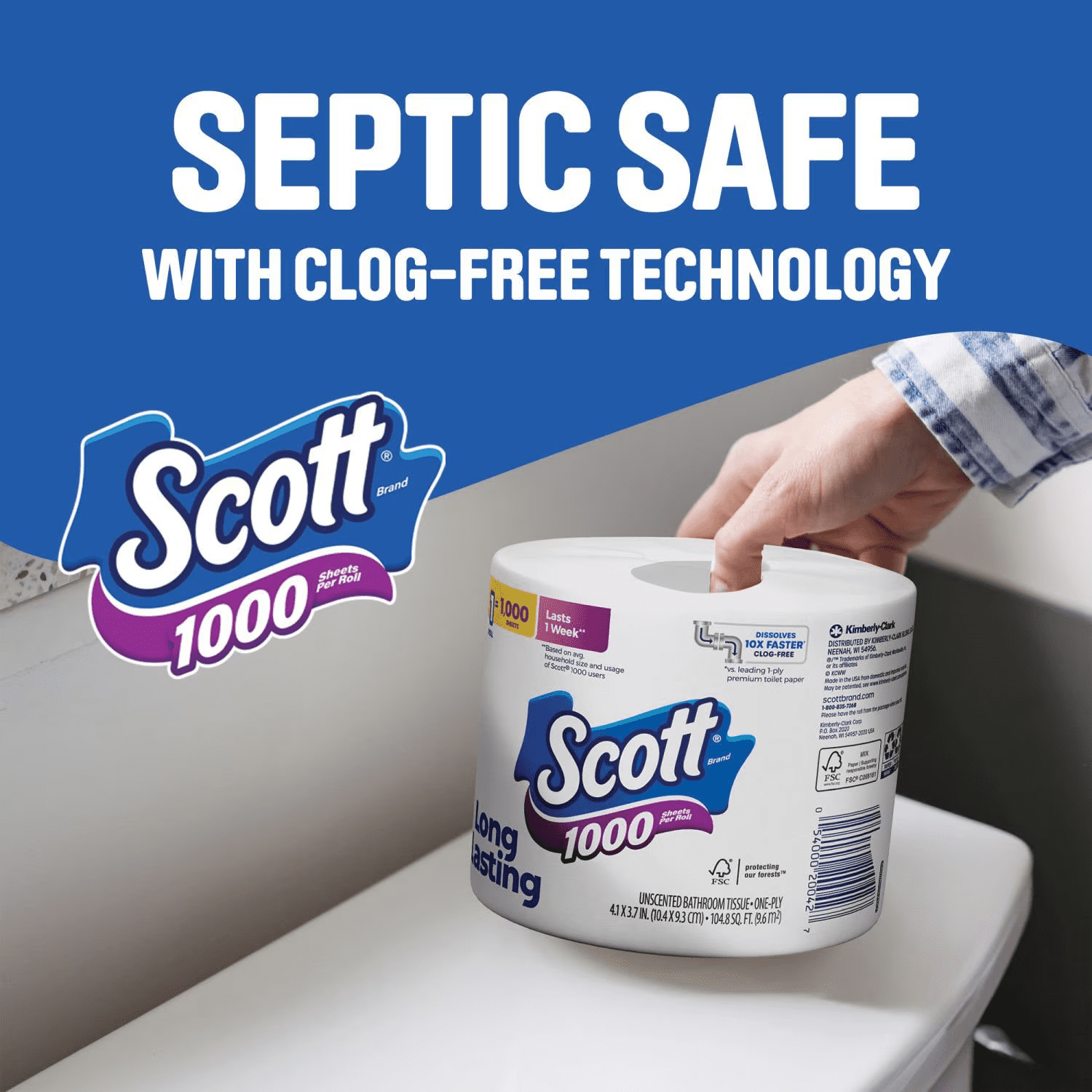 Scott 1000 1-Ply Toilet Paper 45 rolls