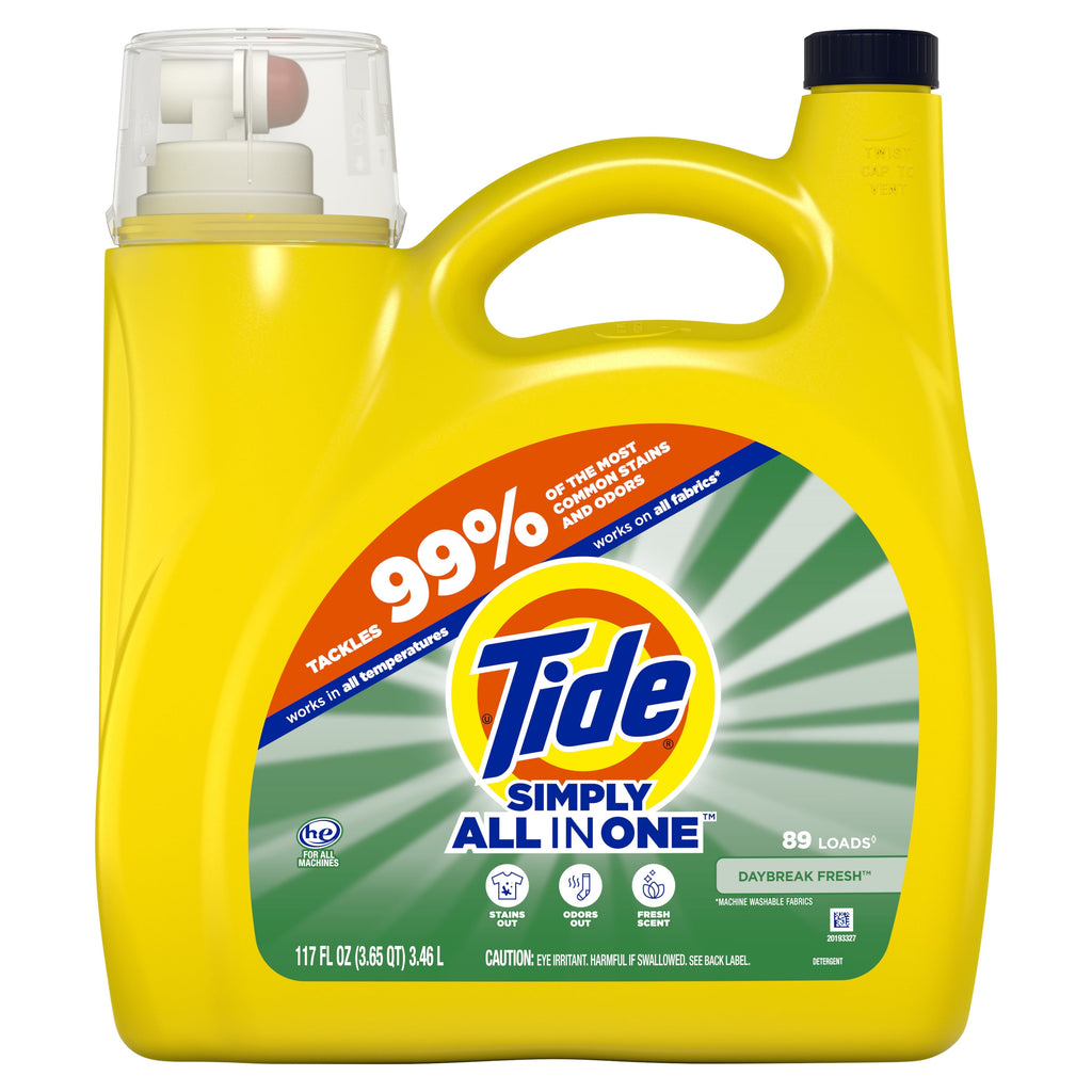 Tide Simply Liquid Laundry Detergent, All-In-One, Daybreak Fresh Scent, 173 fl oz, 138 Loads