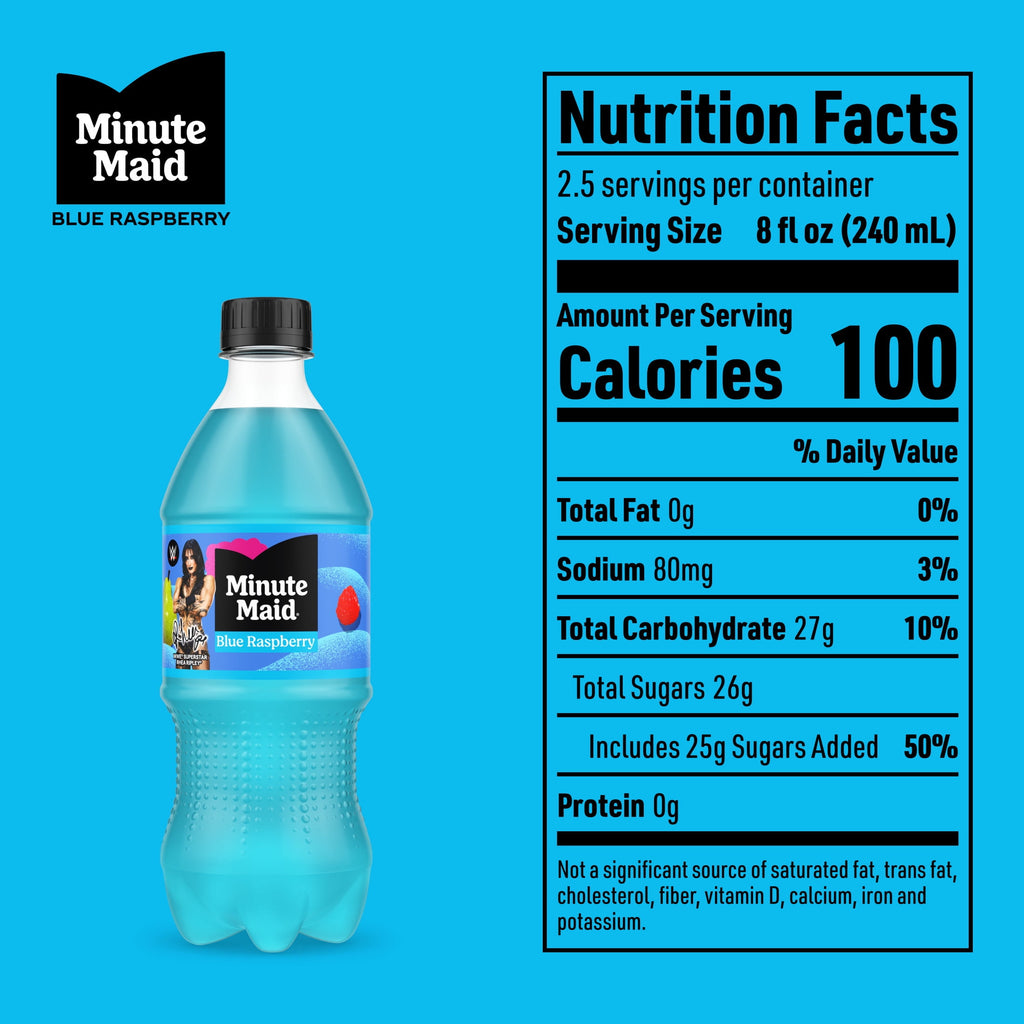 Minute Maid Blue Raspberry Juice Drink Bottle, 20 fl oz