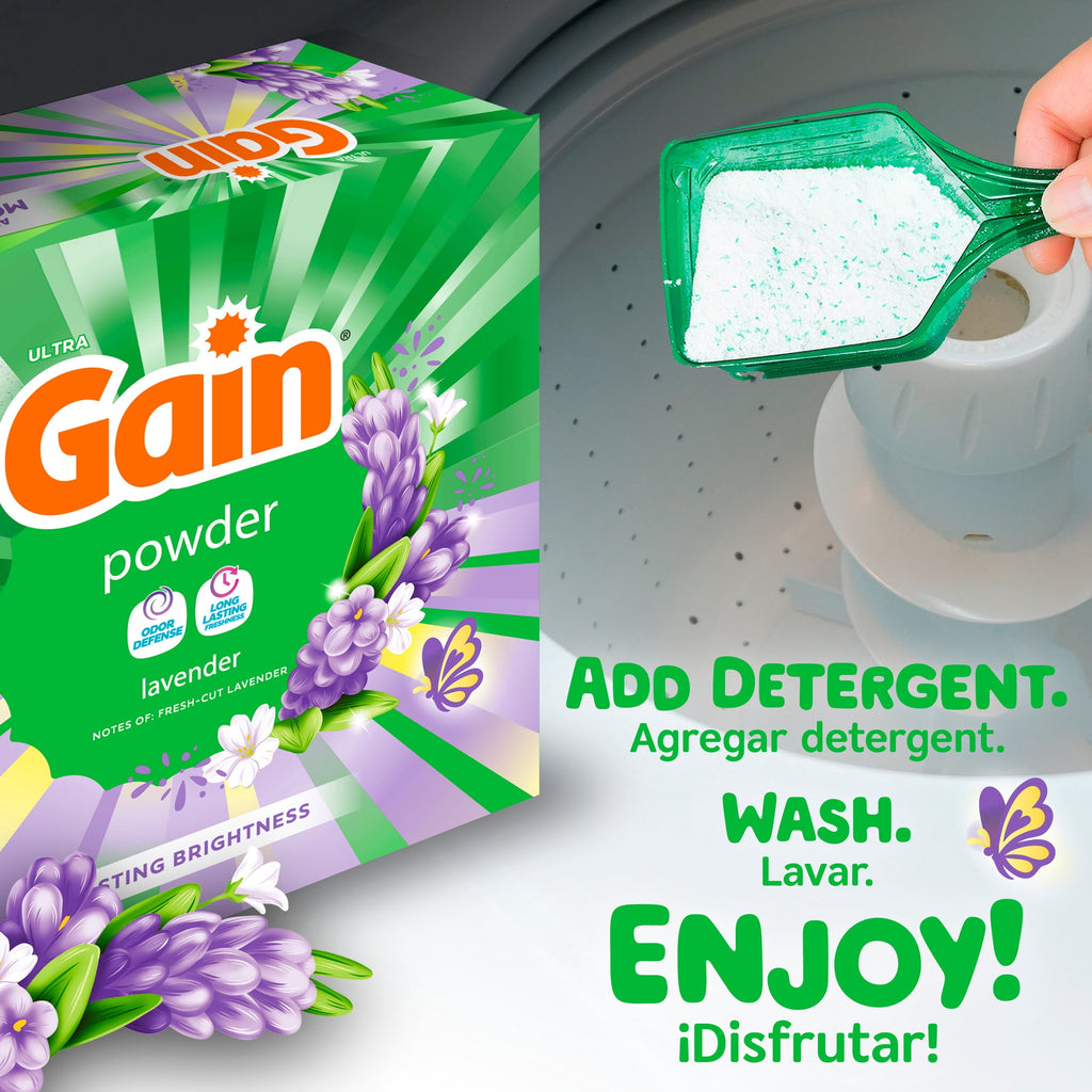 Gain Powder Laundry Detergent, Lavender Scent, 123 oz, 133 Loads