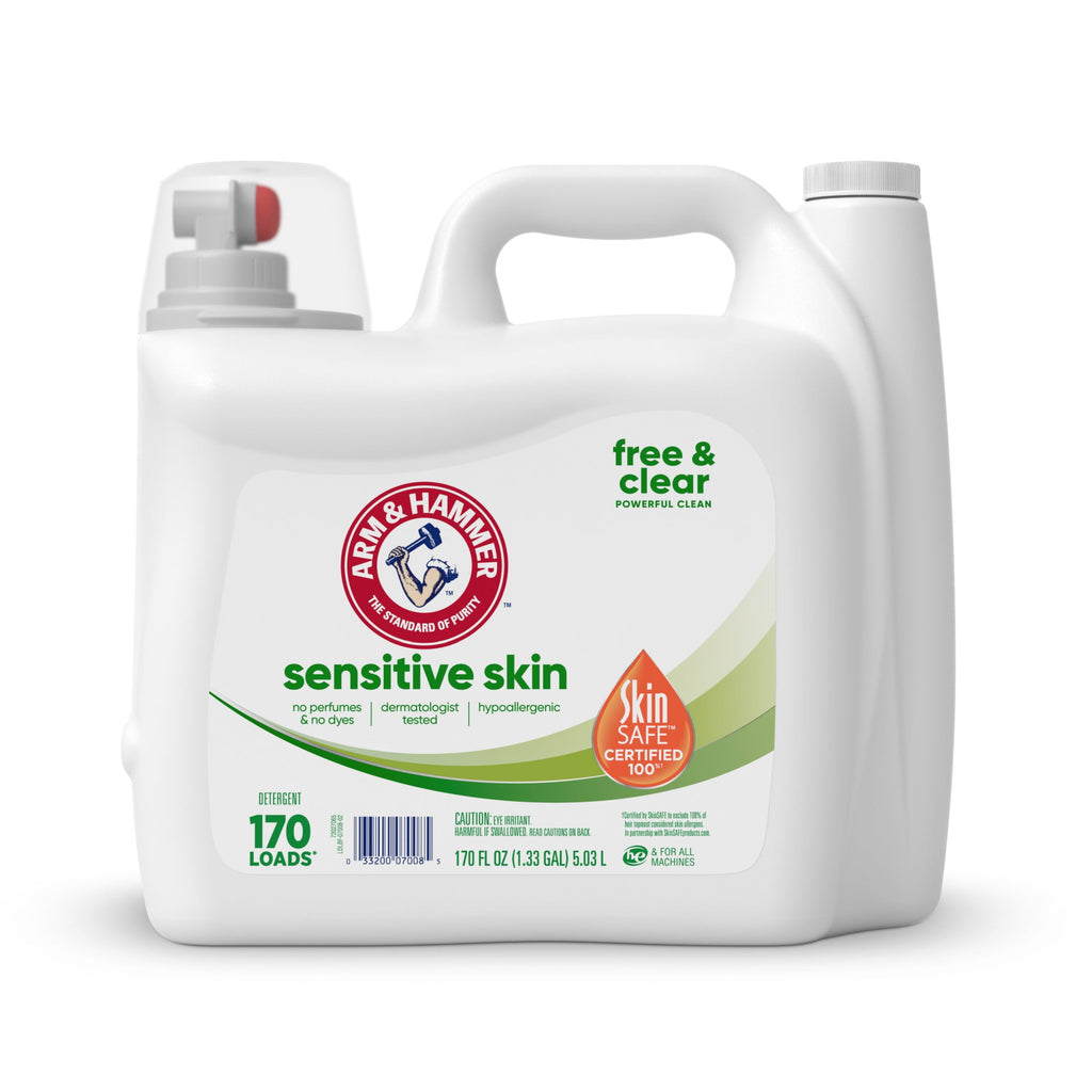 ARM & HAMMER Sensitive Skin Free & Clear Liquid Laundry Detergent Soap, 170 fl oz, 170 Loads