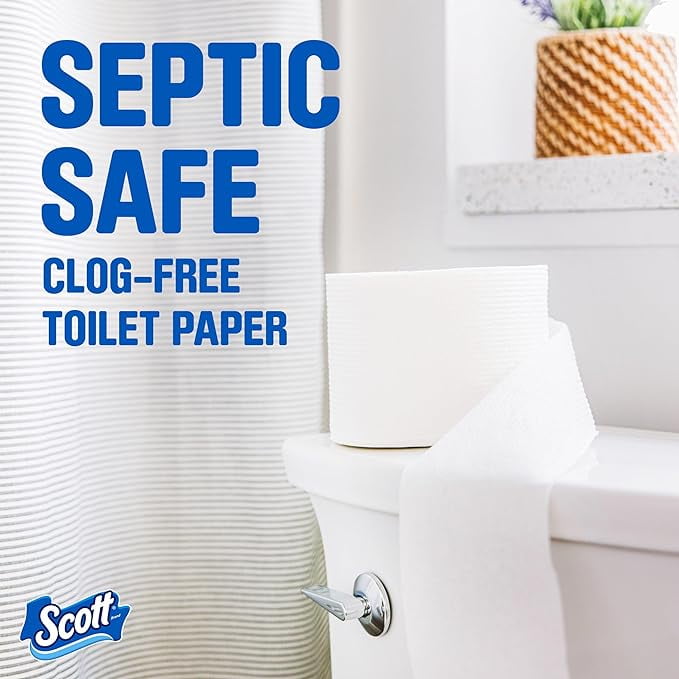 Scott ComfortPlus Toilet Paper, 12 Mega Rolls, 425 Sheets per Roll, Septic-Safe, 1-Ply Toilet Tissue