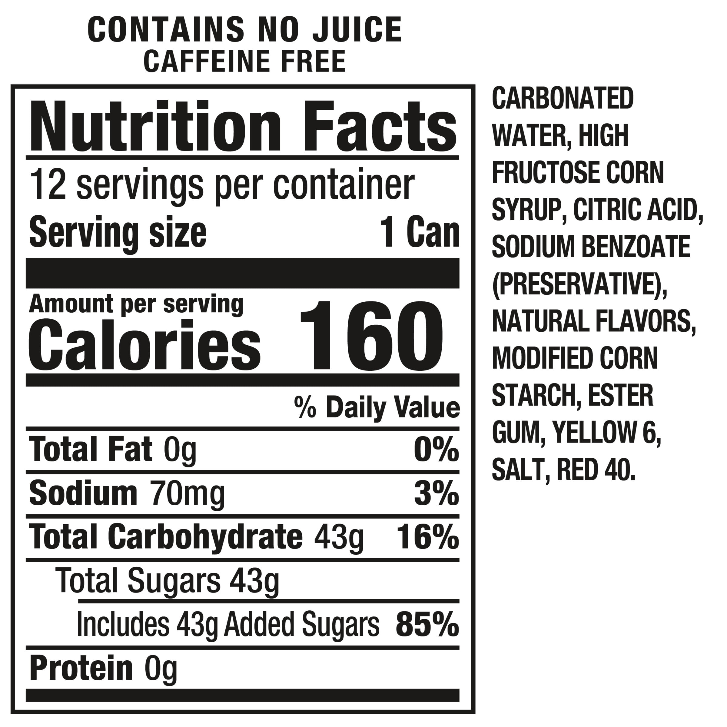 Crush Caffeine Free Orange Soda Pop, 12 fl oz, 12 Pack Cans