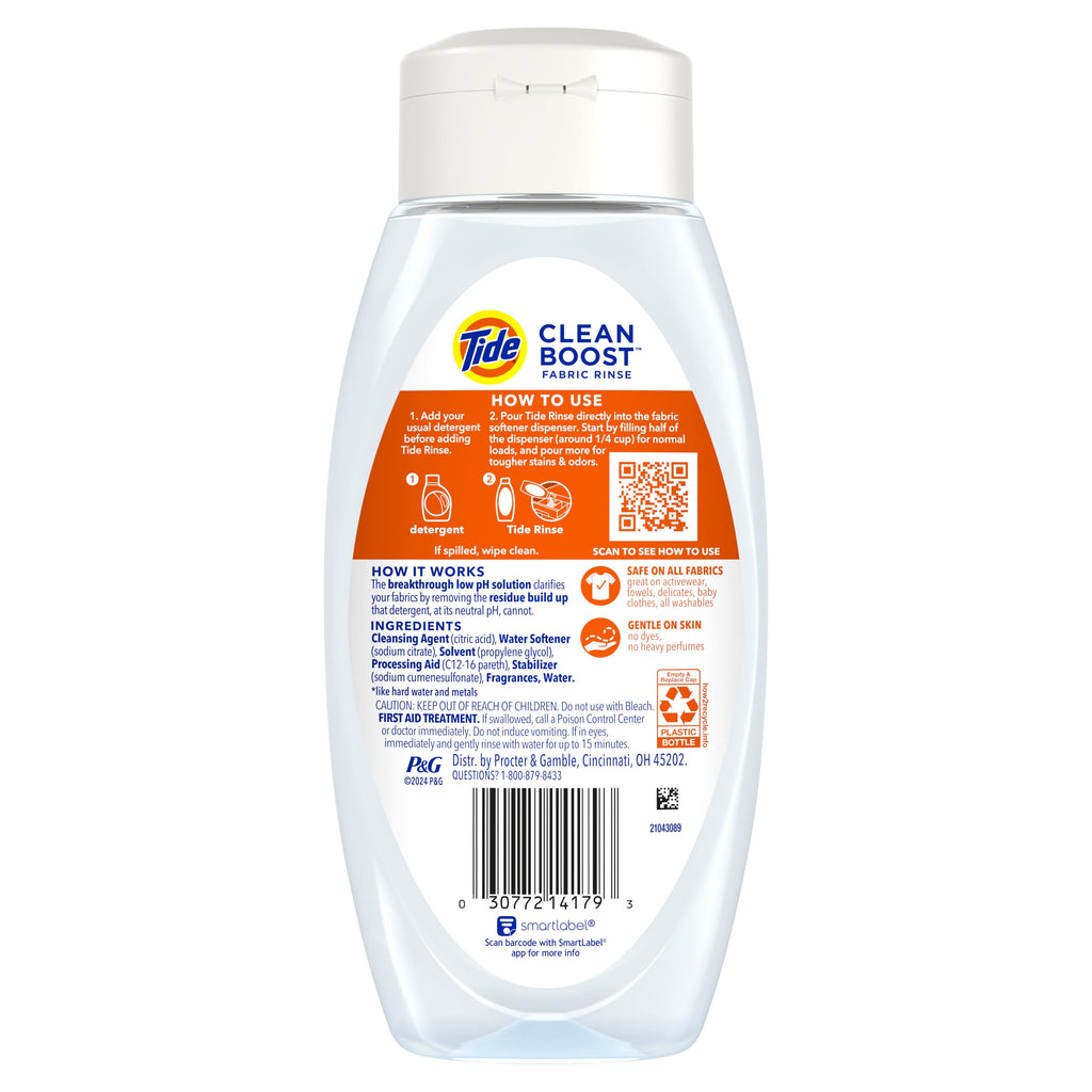 Tide Clean Boost Fabric Softener Rinse, Removes Odors and Residues, Original Scent, 48 fl oz