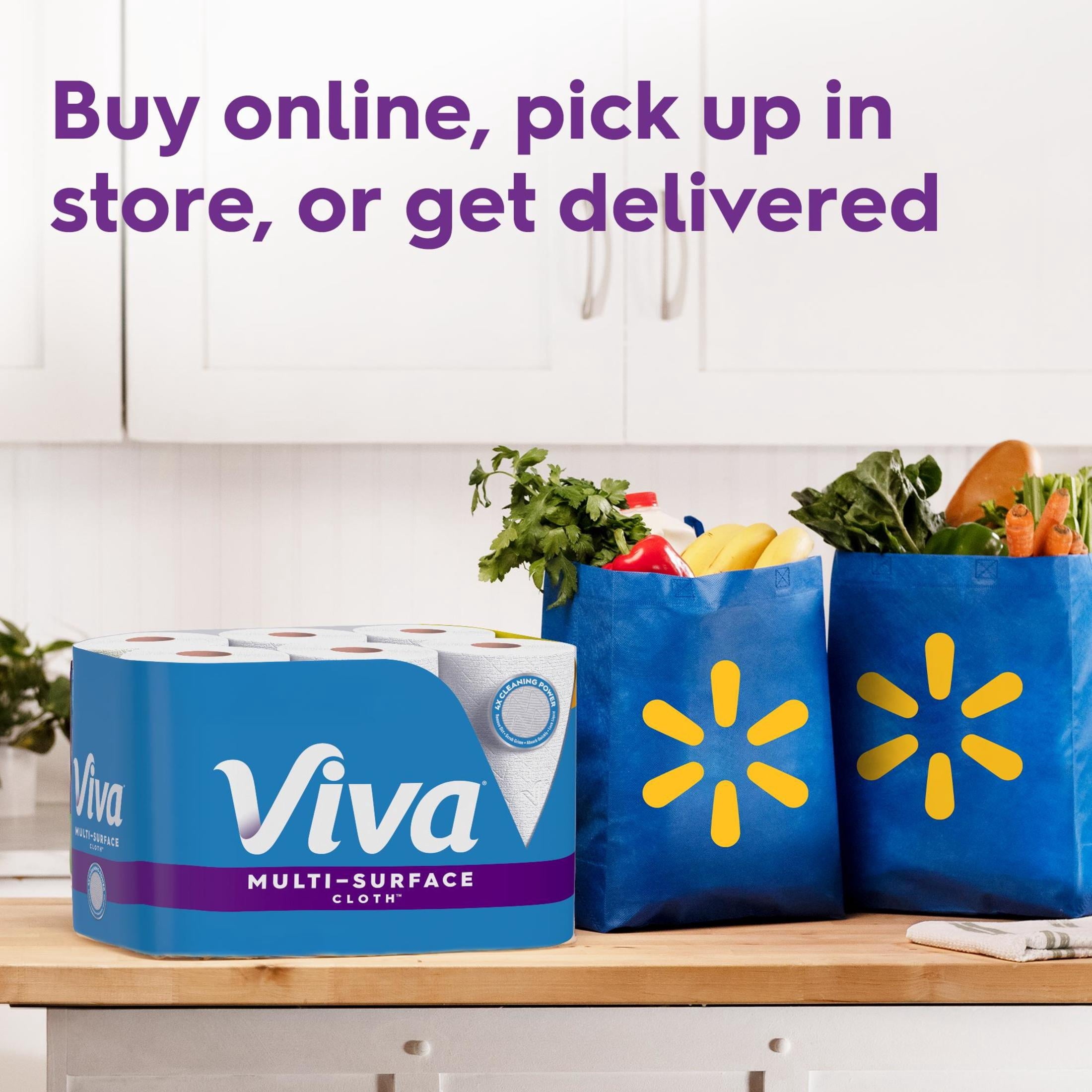 Viva Multi-Surface Cloth Paper Towels, 6 Triple Rolls, 165 Sheets per Roll