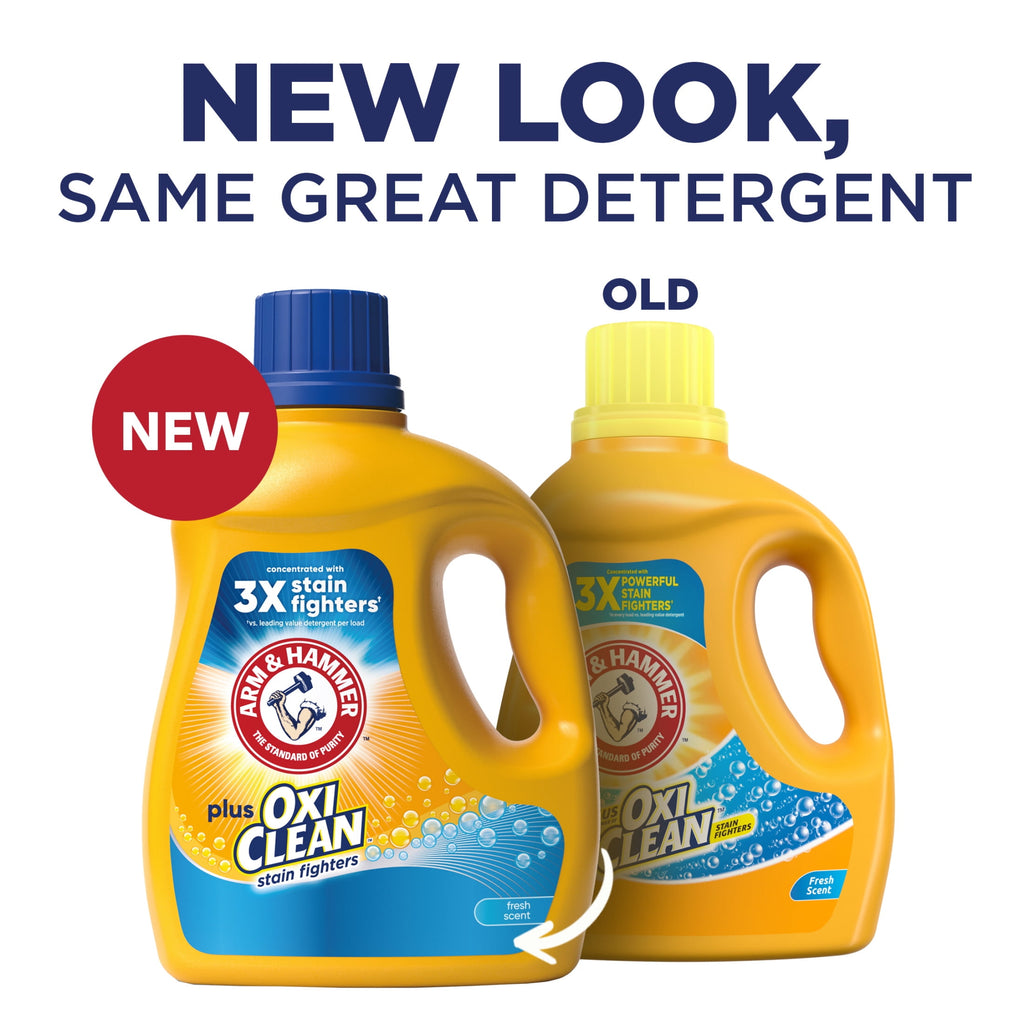 ARM & HAMMER Plus OxiClean Stain Fighters Liquid Laundry Detergent, Fresh Scent, 77 Loads