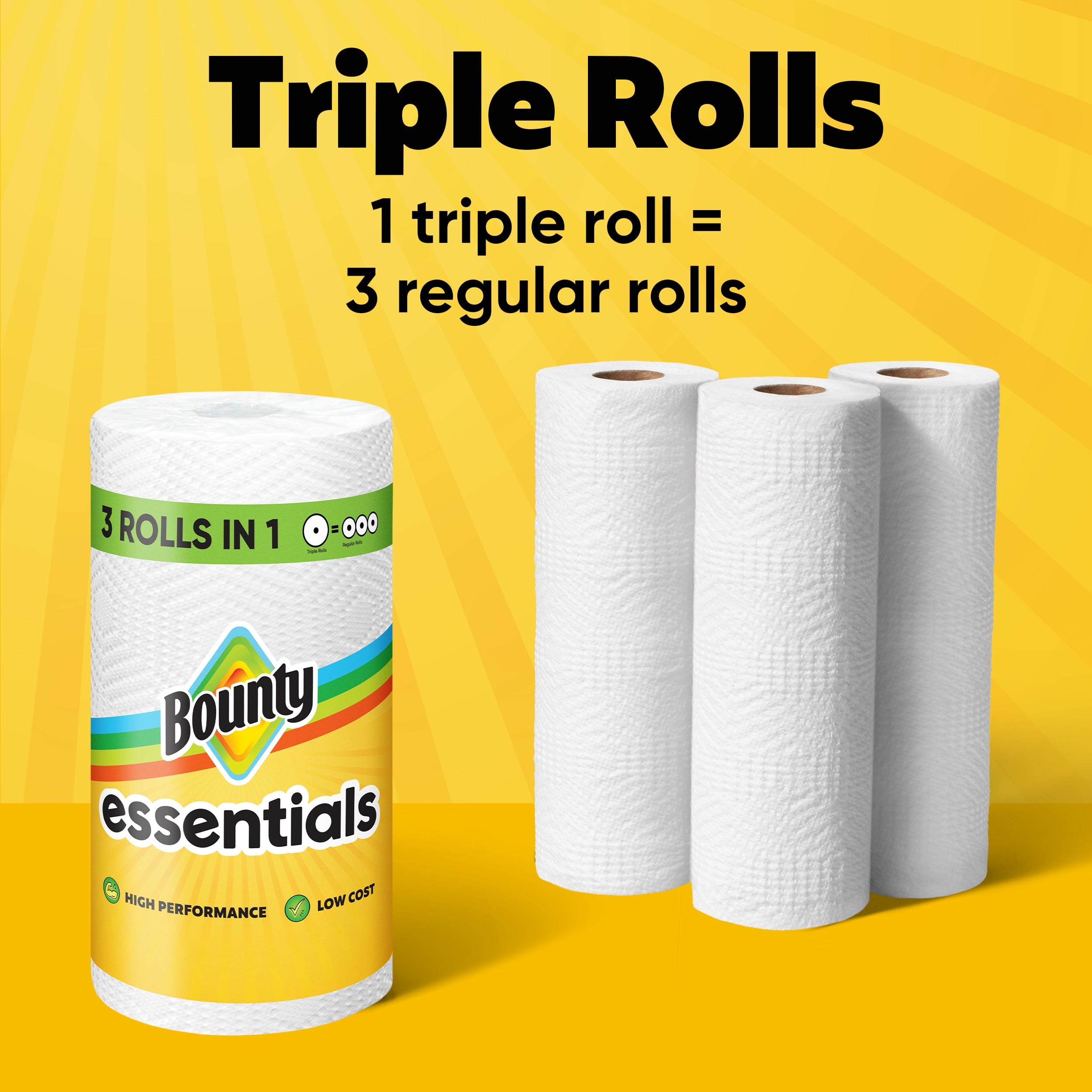 Bounty Essentials Paper Towels Select-A-Size 6 Double Rolls, White, 108 Sheets Per Roll