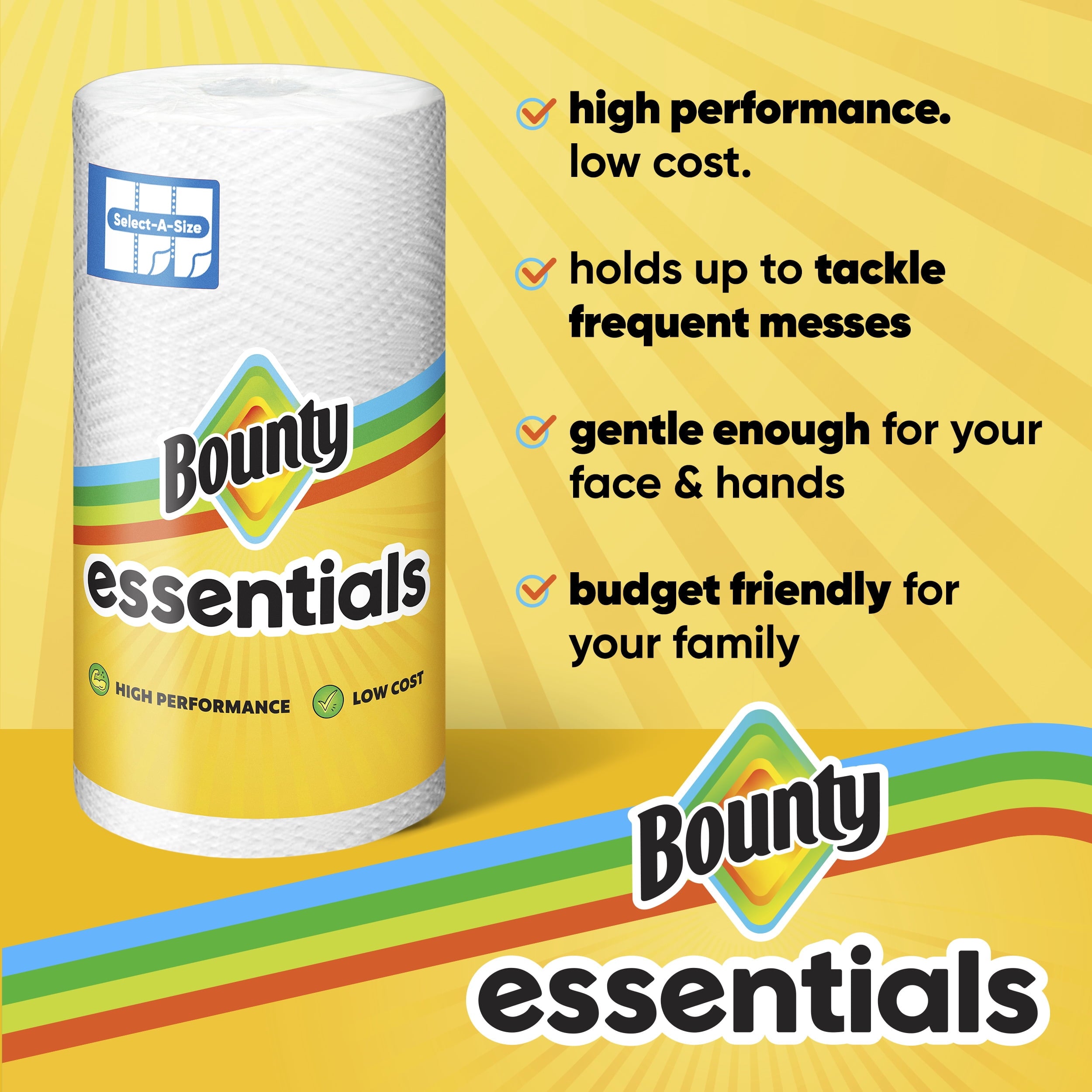 Bounty Essentials Paper Towels Select-a-Size, 6 Triple Rolls