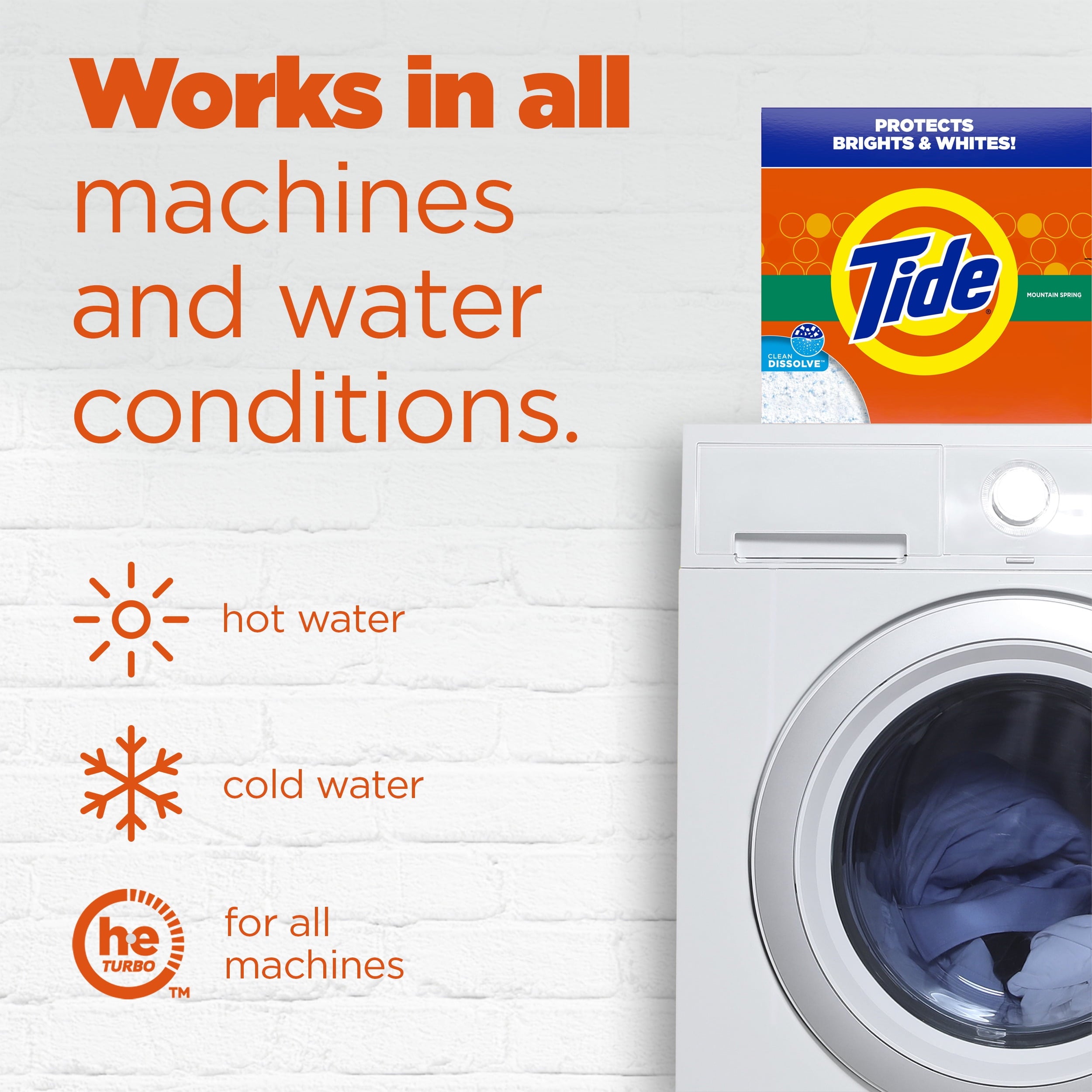 Tide Powder Laundry Detergent, Mountain Spring Scent, 129 oz, 113 Loads