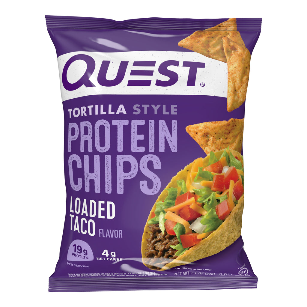 (2 pack) Quest Tortilla Style Protein Chips, Loaded Taco Flavor, Baked, Low Carb, 4 Count