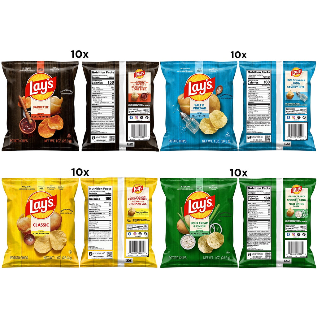 Lay's Potato Chip Variety Pack Snack Chips, 40 Count Multipack