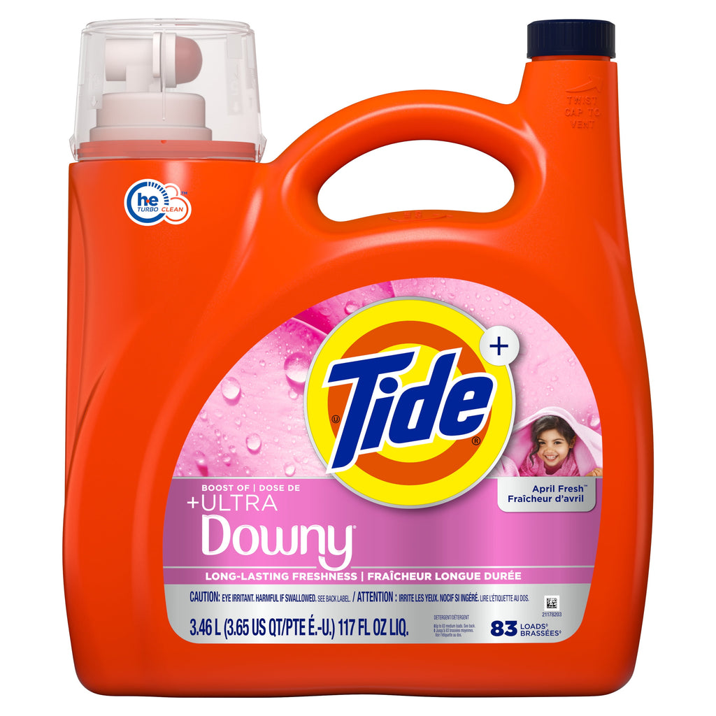 Tide Laundry Detergent Liquid Plus a Boost of Ultra Downy, April Fresh Scent, 117 fl oz, 83 Loads