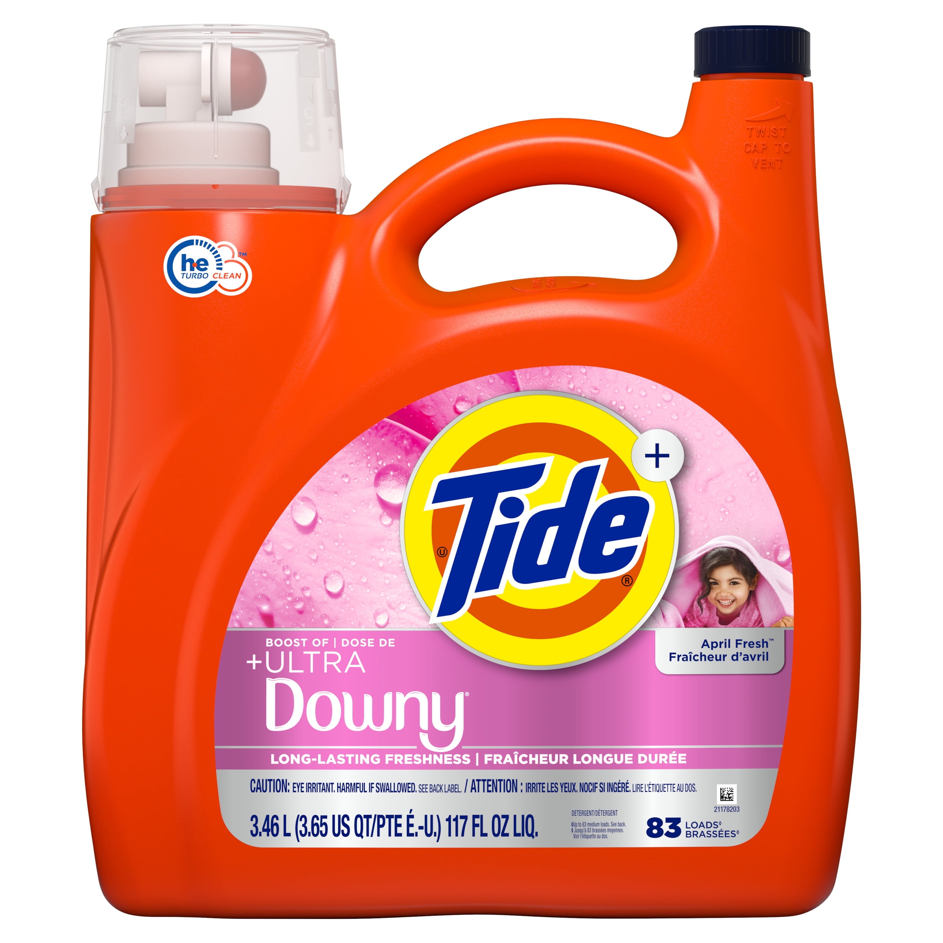 Tide Laundry Detergent Liquid Plus a Boost of Ultra Downy, April Fresh Scent, 117 fl oz, 83 Loads