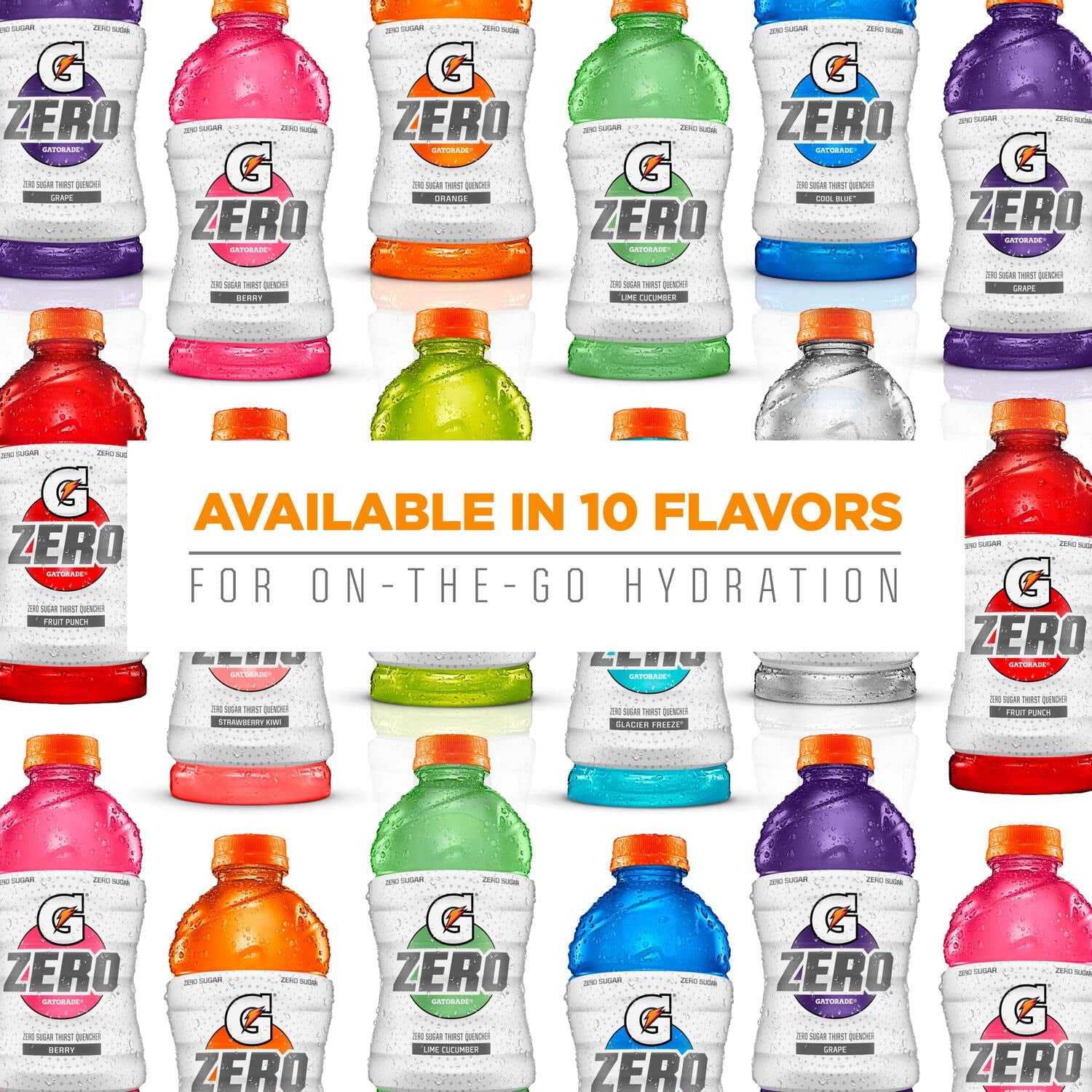 Gatorade Zero Sugar Thirst Quencher Glacier Cherry Sports Drinks, 20 fl oz, 8 Count Bottles