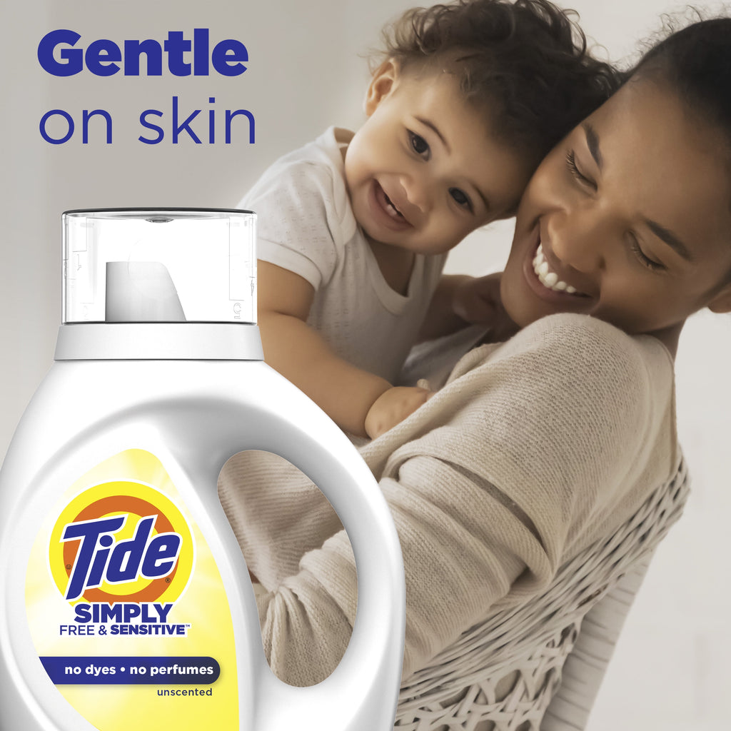 Tide Simply Liquid Laundry Detergent, Free & Sensitive, 84 fl oz, 64 Loads