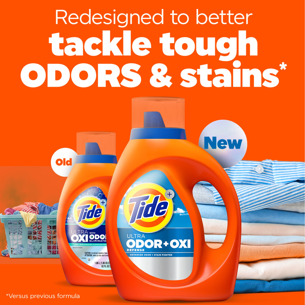 Tide Ultra Odor Defense Plus Oxi Liquid Laundry Detergent, 117 fl oz, 83 Loads