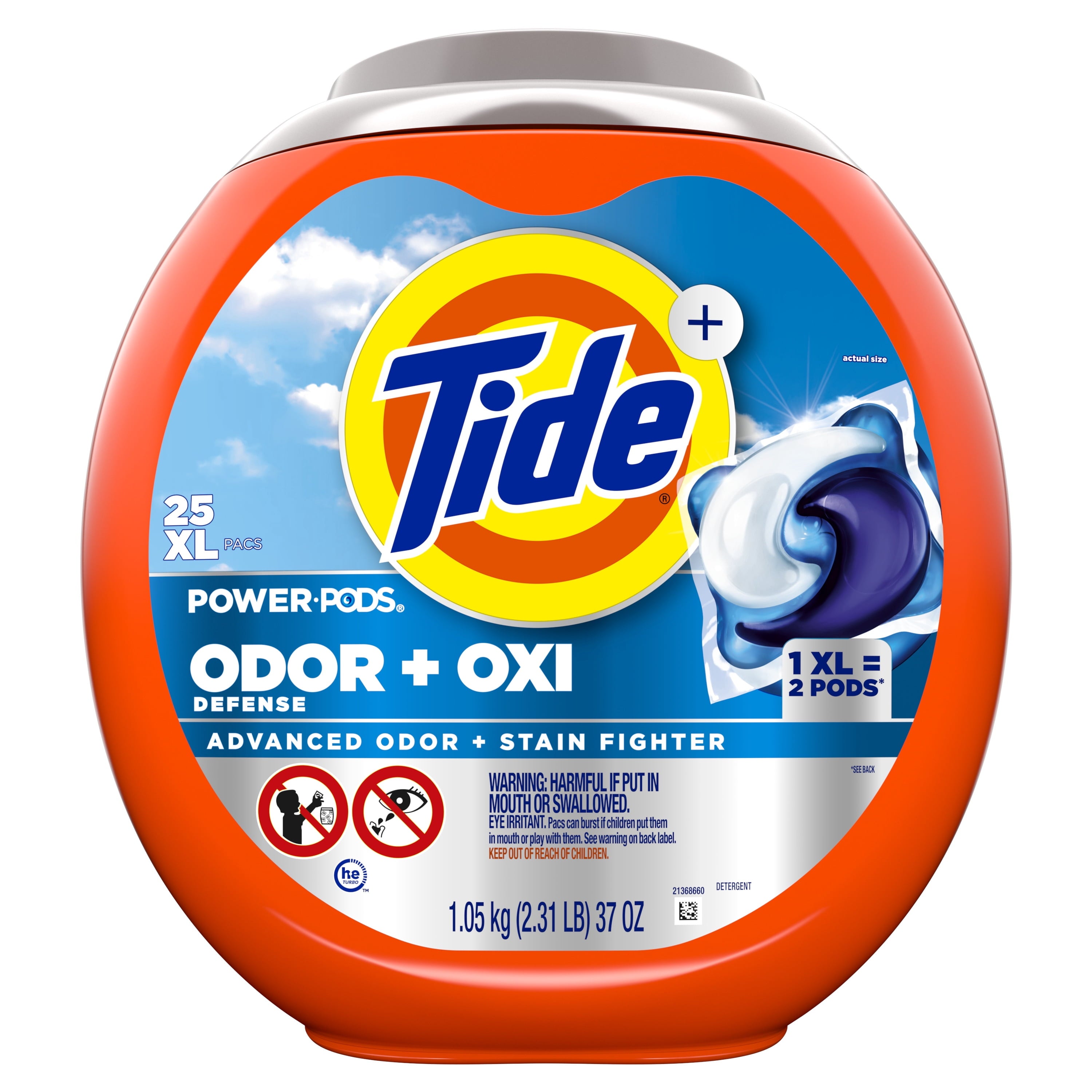 Tide Power PODS Laundry Detergent Soap Pacs with Odor Defense + Oxi, Original Scent, 57 Count