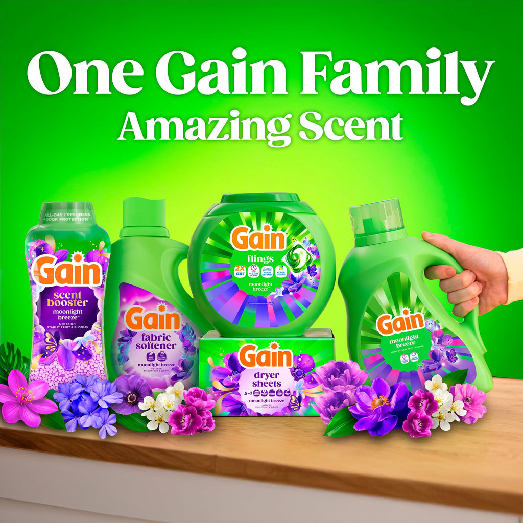Gain Laundry Detergent Liquid, Now with Odor Defense, Moonlight Breeze Scent, 39 fl oz, 29 Loads