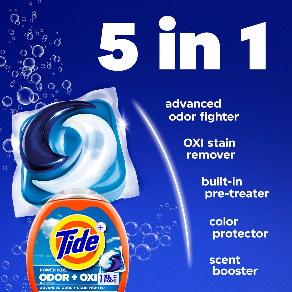 Tide Power PODS Laundry Detergent Soap Pacs with Odor Defense + Oxi, Original Scent, 57 Count