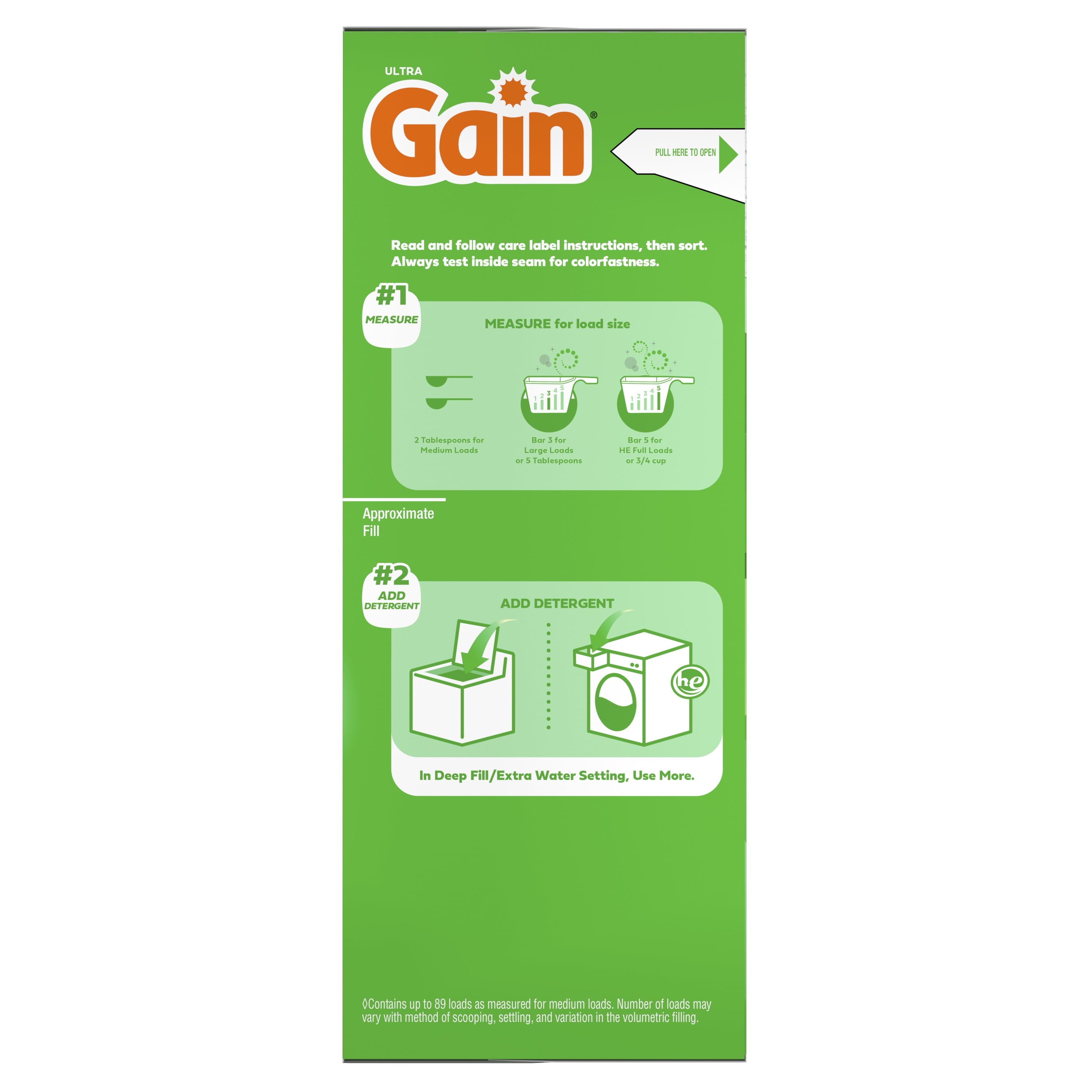 Gain Powder Laundry Detergent, Original Scent, 82 oz, 89 Loads