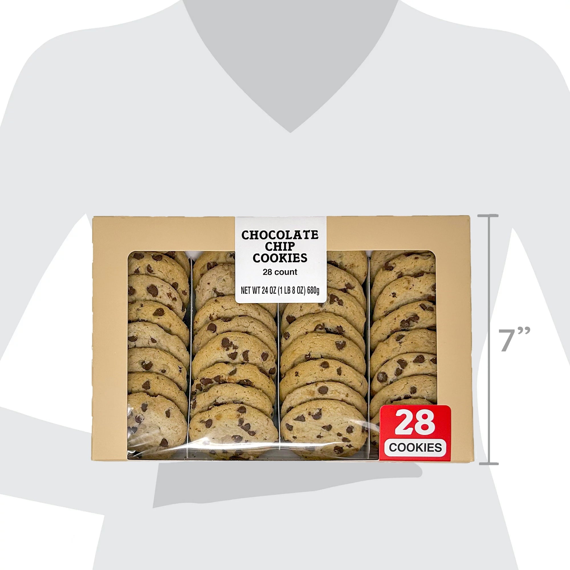 Little Dutch Boy Bakery Semi-Sweet Baked Soft Chocolate Chip Cookies, Family Size, 28 Count, 24 oz, Ready to Serve