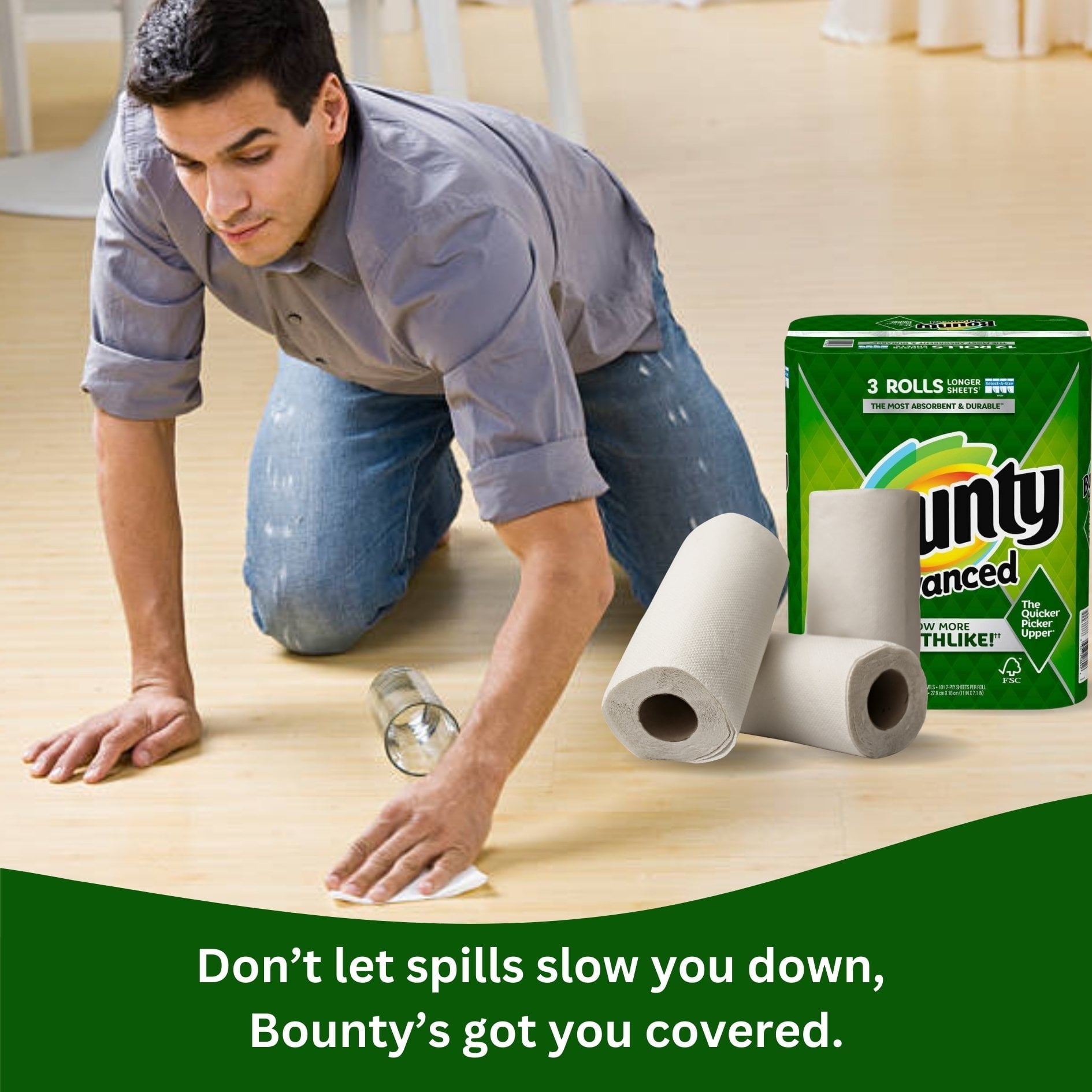 Bounty Advanced 2-Ply Paper Towel - Absorbent, Durable, and Clothlike - Select-A-Size - 3 Rolls