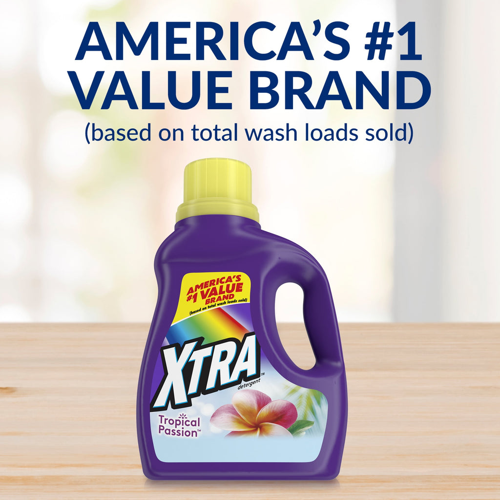(4 pack) Xtra Tropical Passion, 84 Loads Liquid Laundry Detergent, 100.8 fl oz