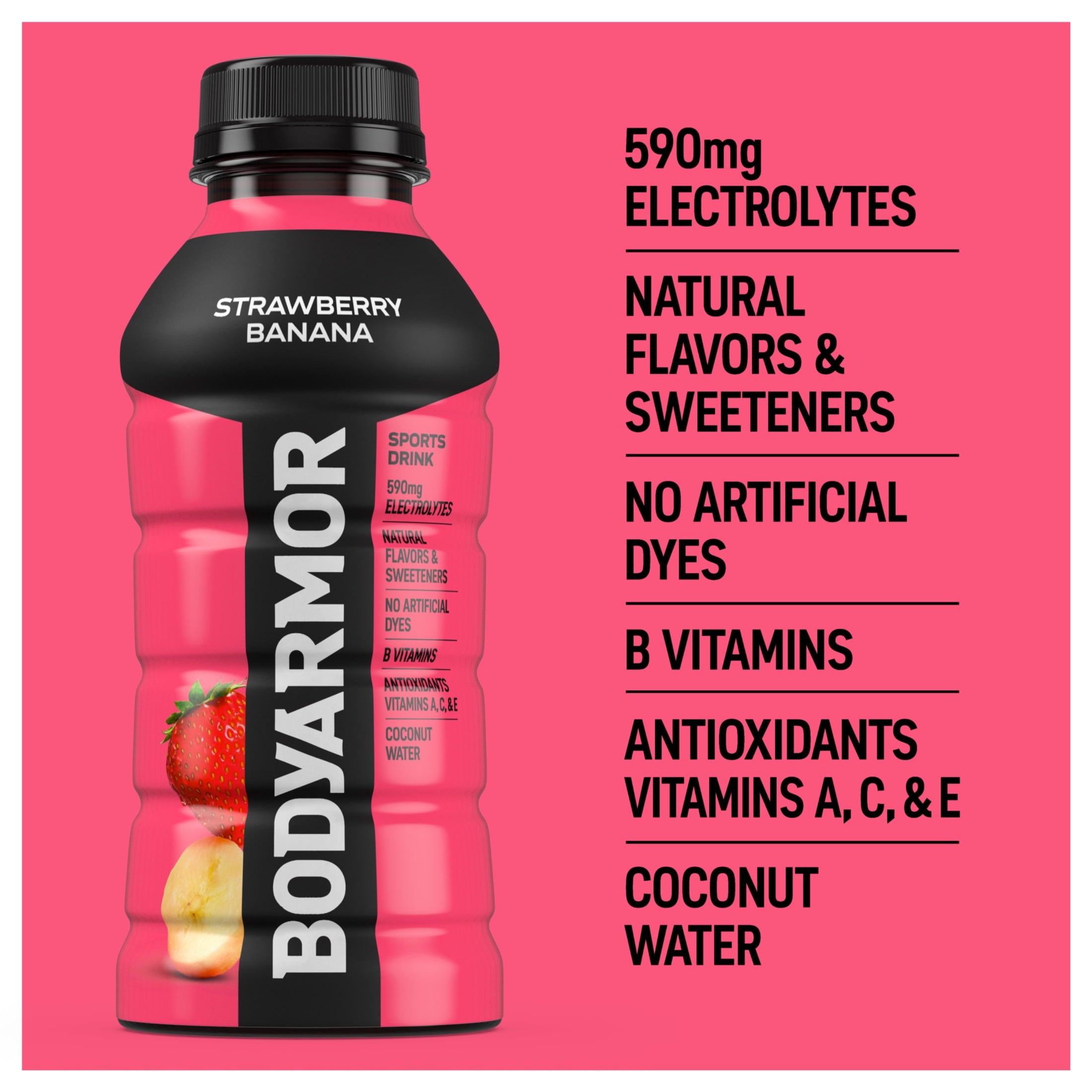 BODYARMOR Strawberry Banana Sports Drink Bottles, 12 fl oz, 8 Pack