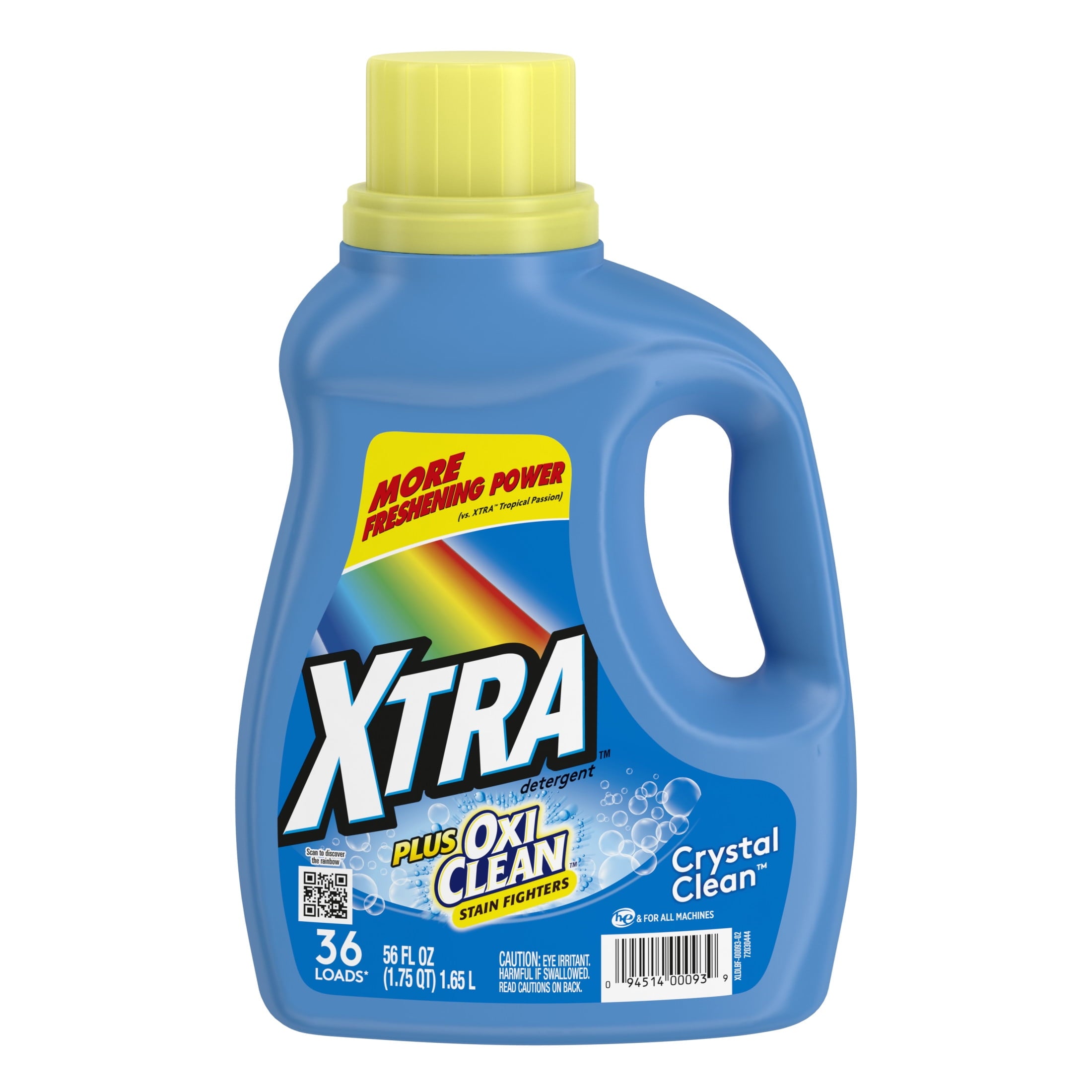 XTRA Plus OxiClean, Crystal Clean, 36 Loads Liquid Laundry Detergent, 56 Fl oz