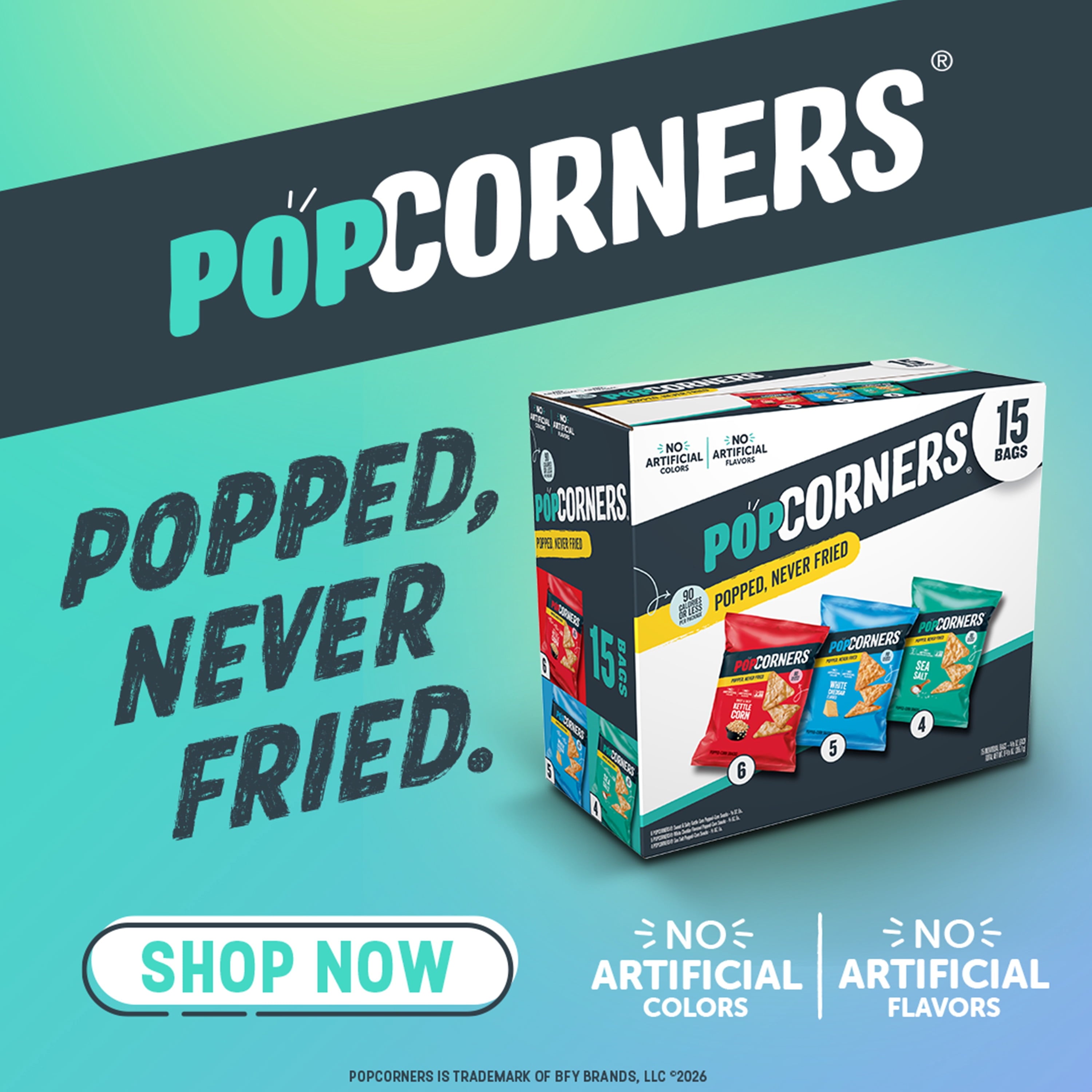 PopCorners Popped Corn Snack Chips, 3 Flavor Variety Pack, 15 Count Multipack