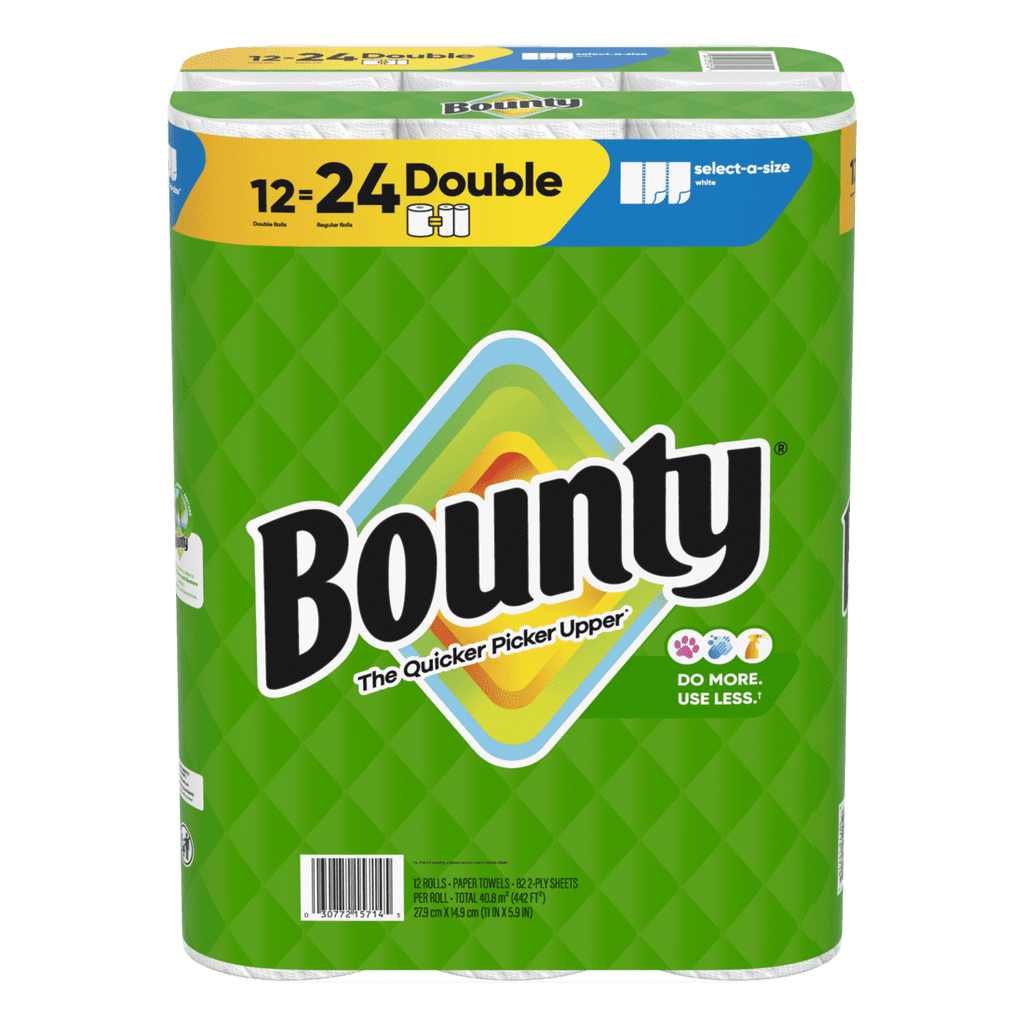 Bounty Paper Towels Select-A-Size White, 12 Double Rolls, 82 Sheets Per Roll