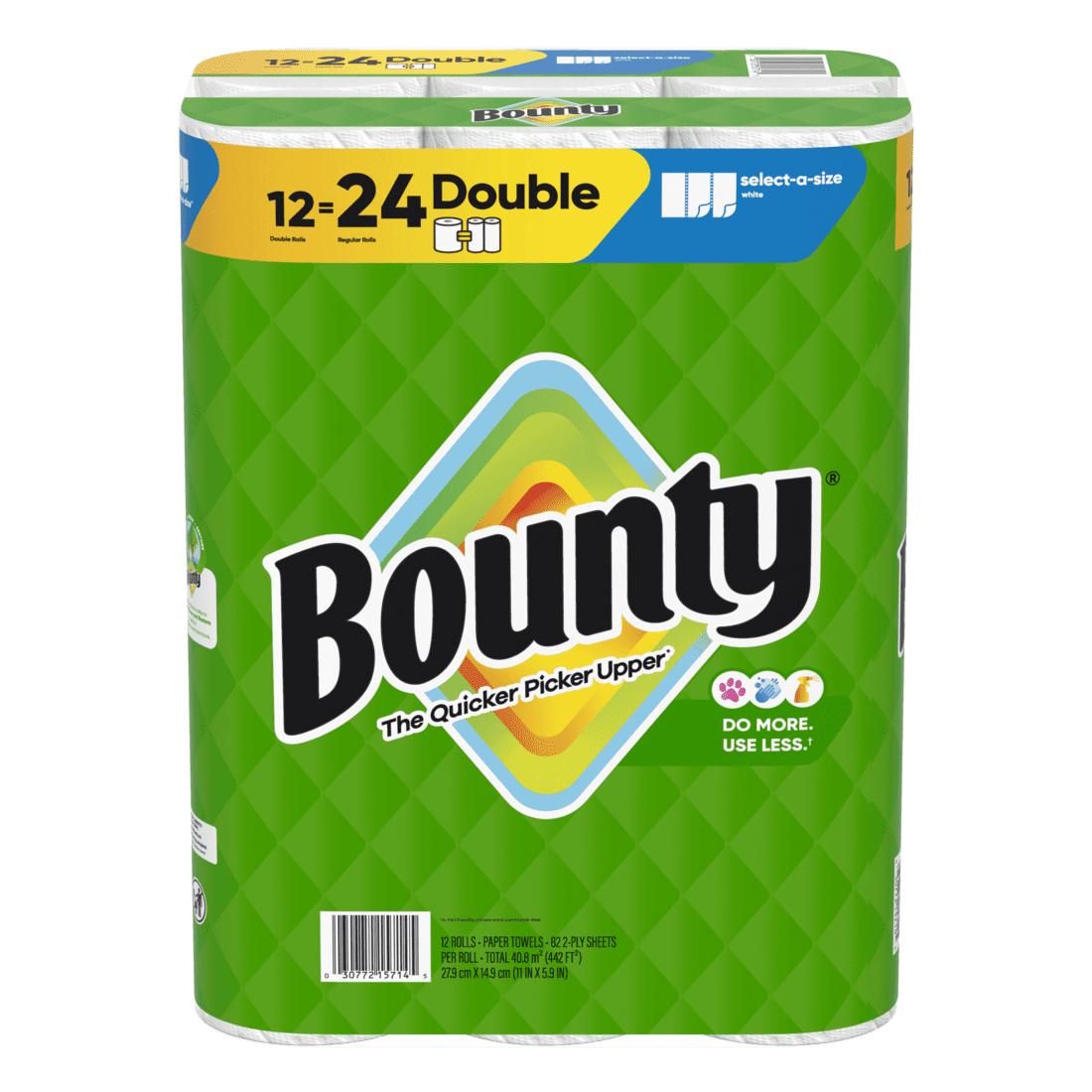 Bounty Paper Towels Select-A-Size White, 12 Double Rolls, 82 Sheets Per Roll