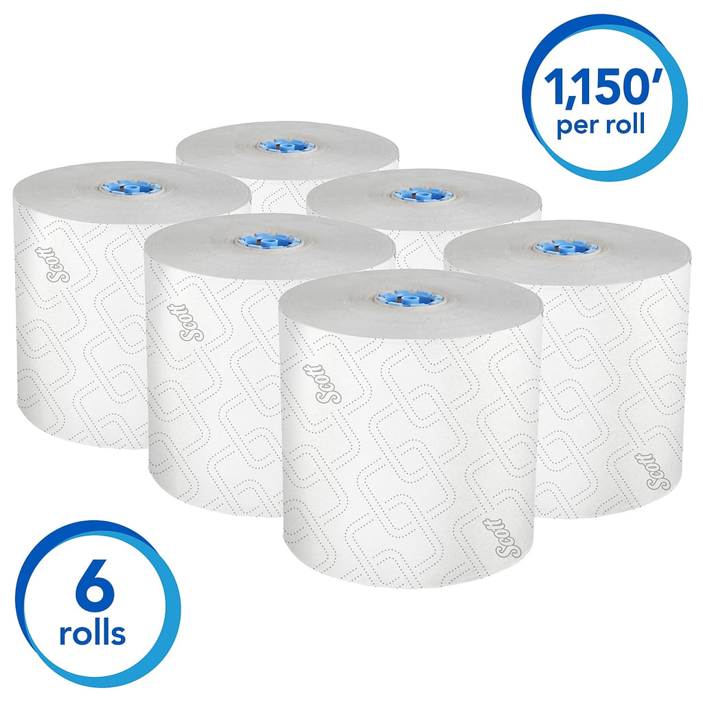 Scott Professional Pro High-Capacity Hard Roll Paper Towels, Bulk (53925), Hardwound, Elevated Design, Absorbency Pockets, for ScottBrand Blue Core Dispensers (6 Rolls at 700' Each, 4,200'/Case)