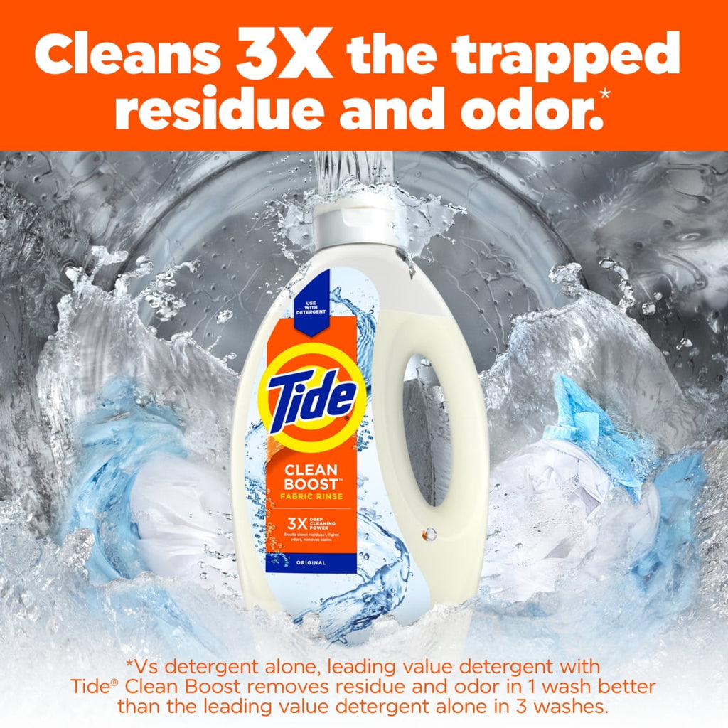 Tide Clean Boost Fabric Softener Rinse, Removes Odors and Residues, Original Scent, 48 fl oz