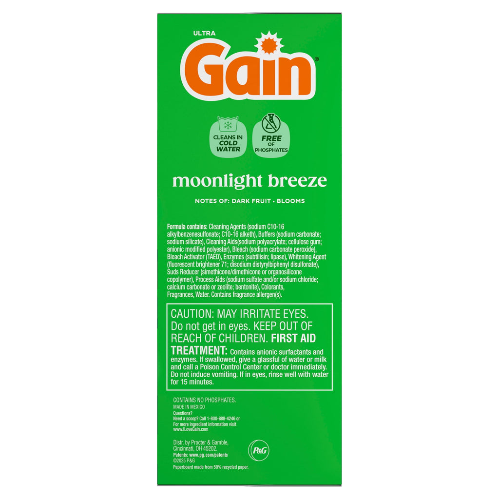 Gain Powder Laundry Detergent, Moonlight Breeze Scent, 82 oz, 89 Loads