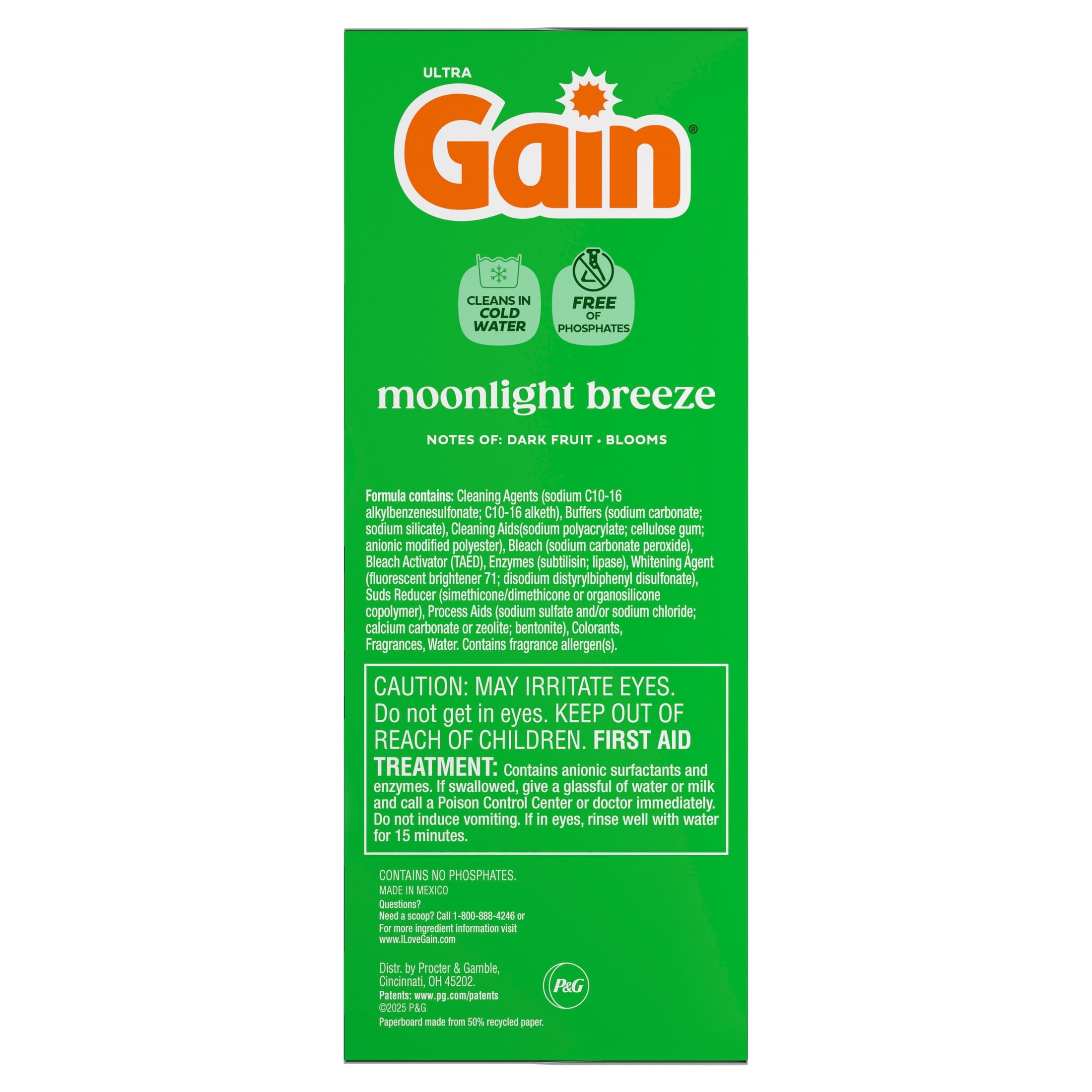 Gain Powder Laundry Detergent, Moonlight Breeze Scent, 82 oz, 89 Loads