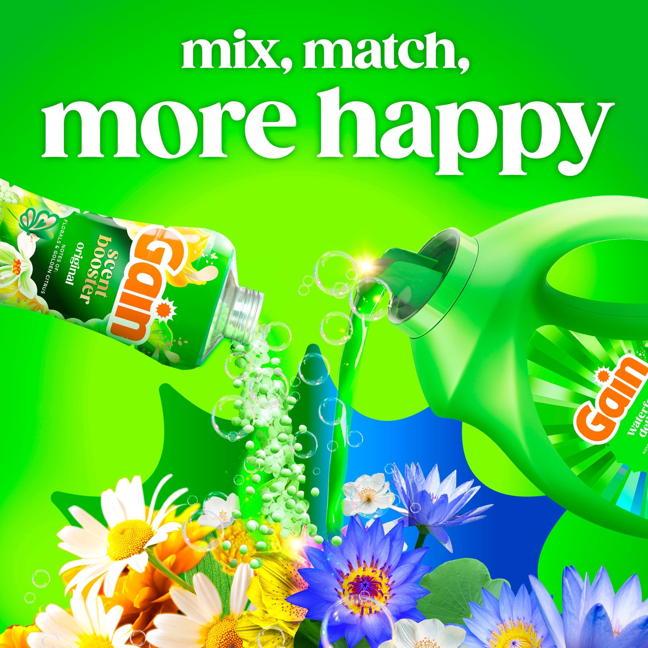 Gain Laundry Detergent Liquid, Now with Odor Defense, Waterfall Delight Scent, 132 fl oz, 100 Loads