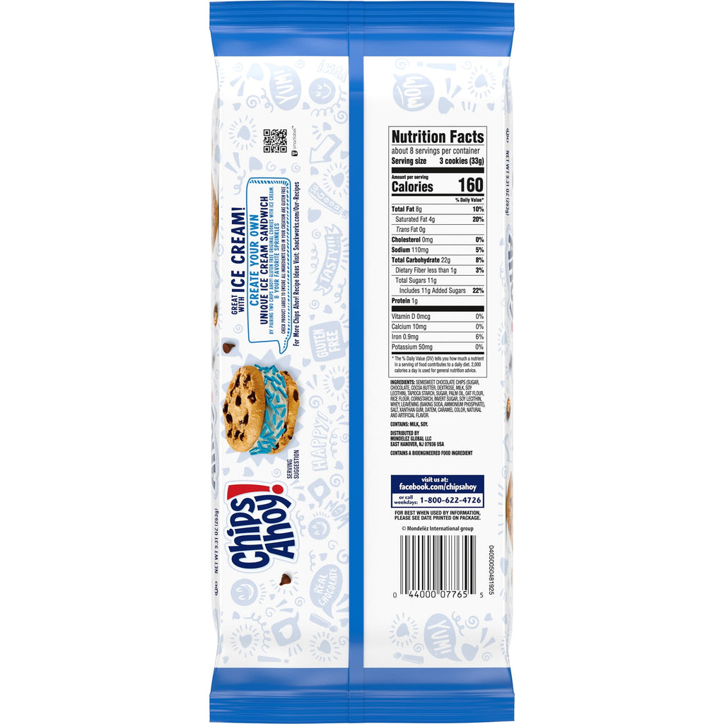 CHIPS AHOY! Original Crunchy Gluten Free Chocolate Chip Cookies, 9.31 oz