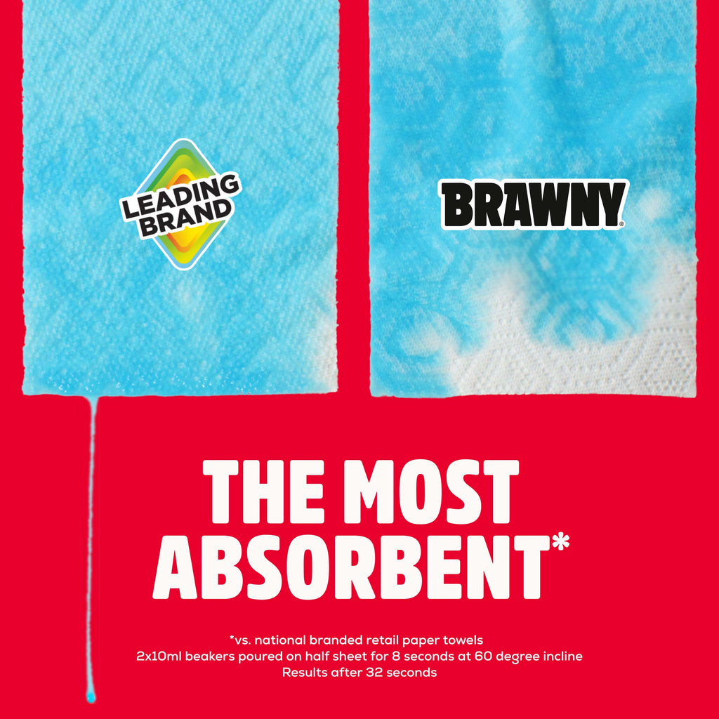 Brawny Tear-A-Square 3-Ply Paper Towels, 6 Double Rolls, 76 Sheets per Roll