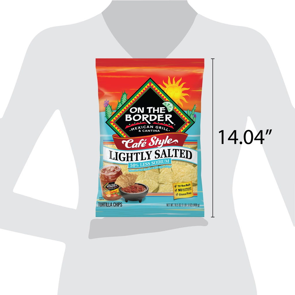 On The Border Cafe Style Lightly Salted Tortilla Chips, Gluten-Free, 16.5 oz Bag