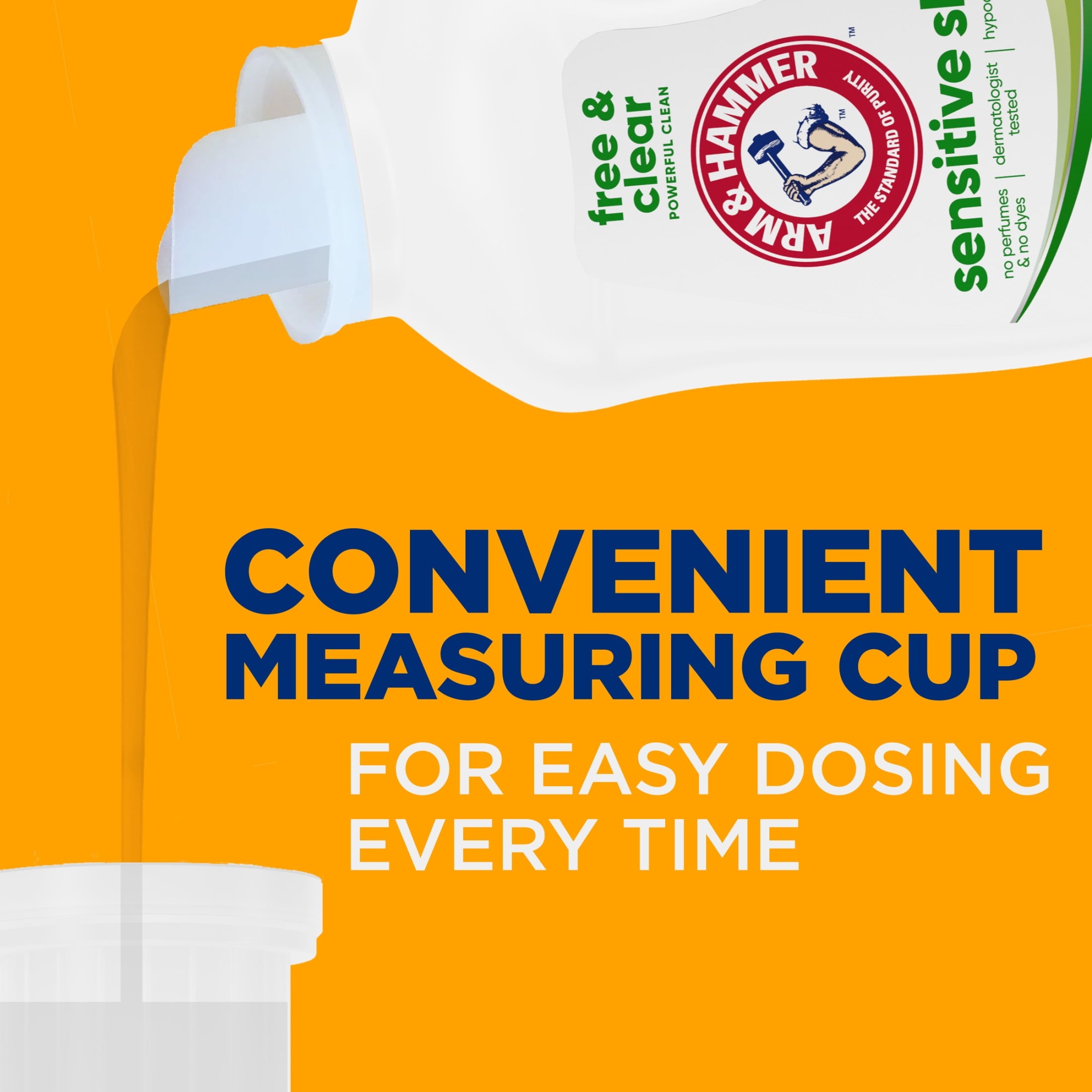 ARM & HAMMER Sensitive Skin Free & Clear Liquid Laundry Detergent Soap, 105 fl oz, 105 Loads