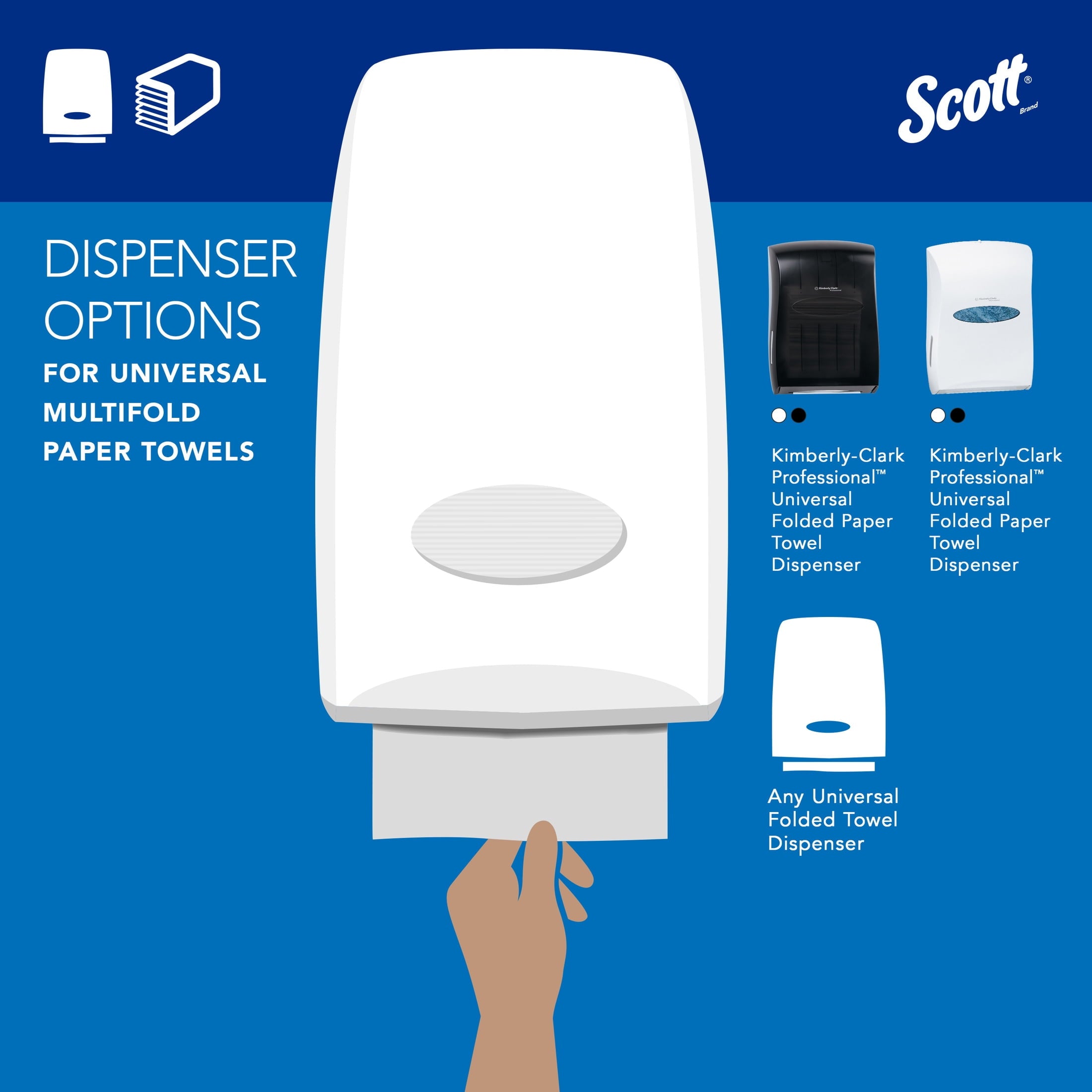 Scott Professional Universal Multifold Paper Towels, Bulk (58091), Absorbency Pockets, White, 9.2"x9.4" Towel, White, Compressed, Compact Case (250 Sheets/Pack, 12 Packs/Case, 3,000 Sheet Total)