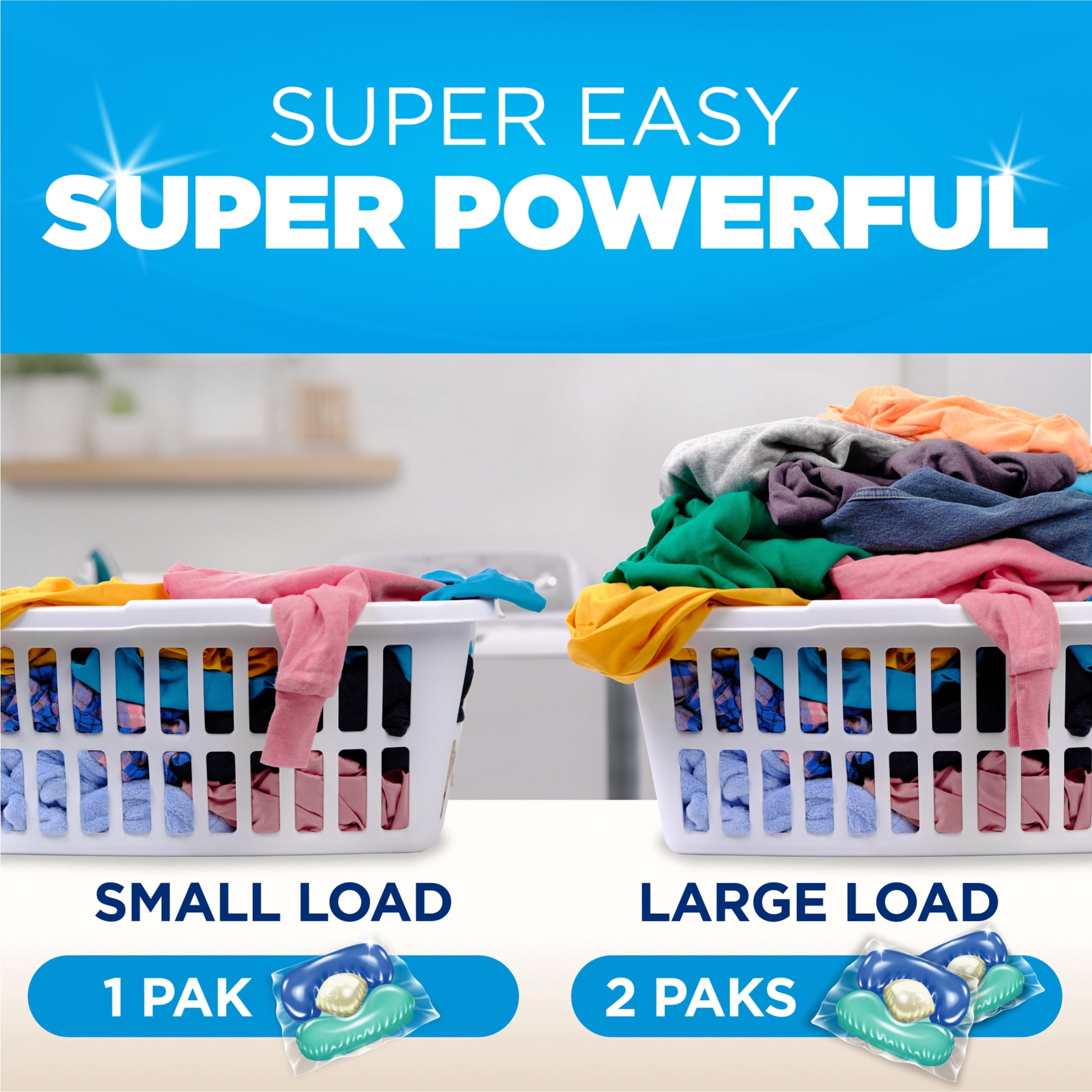 ARM & HAMMER Clean Burst 5-in-1 Laundry Detergent Power Paks, Powerfully Clean, Clean Burst Scent, 42 Count